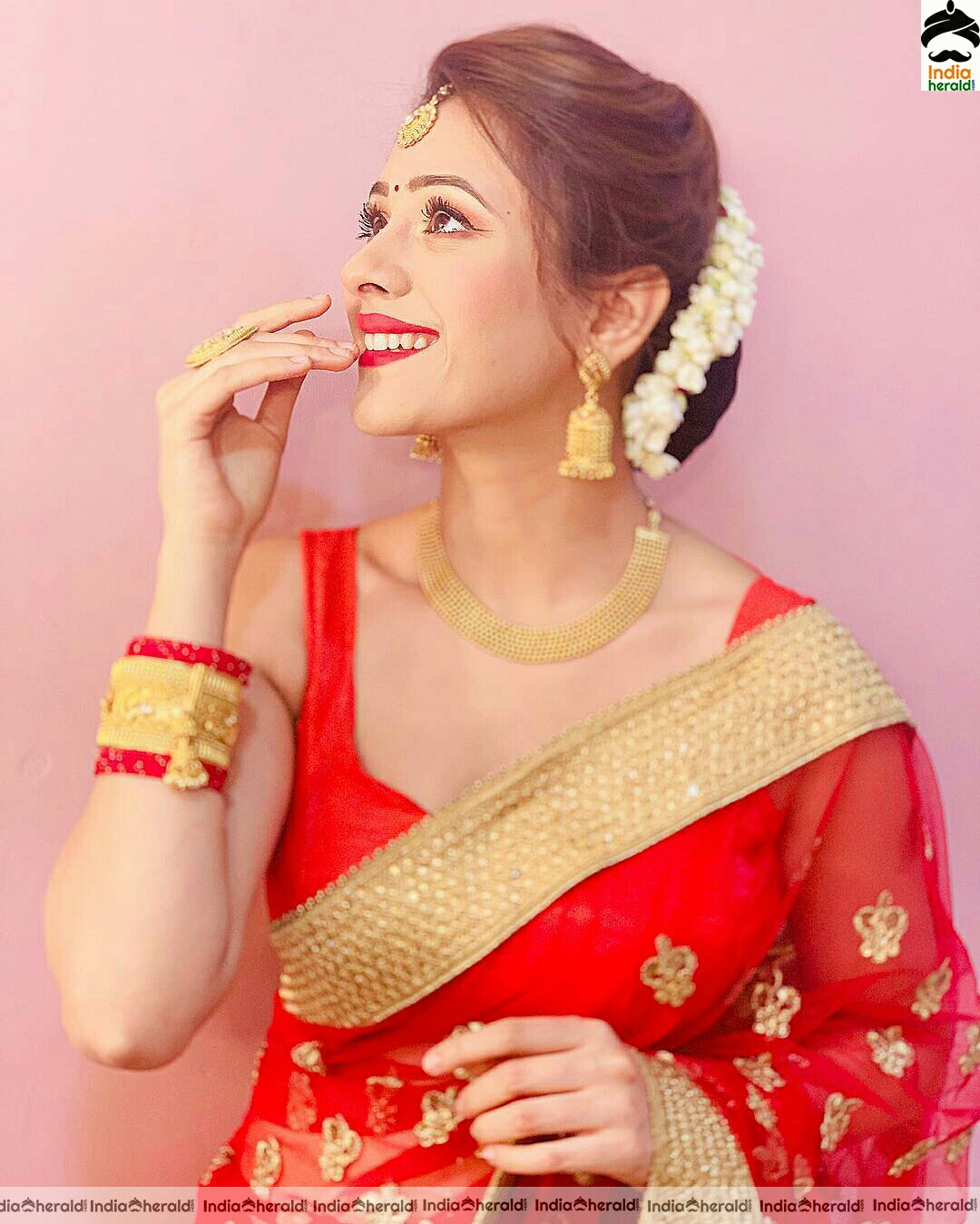 Niba Nawab Cute And Gorgeous Red Saree Stills