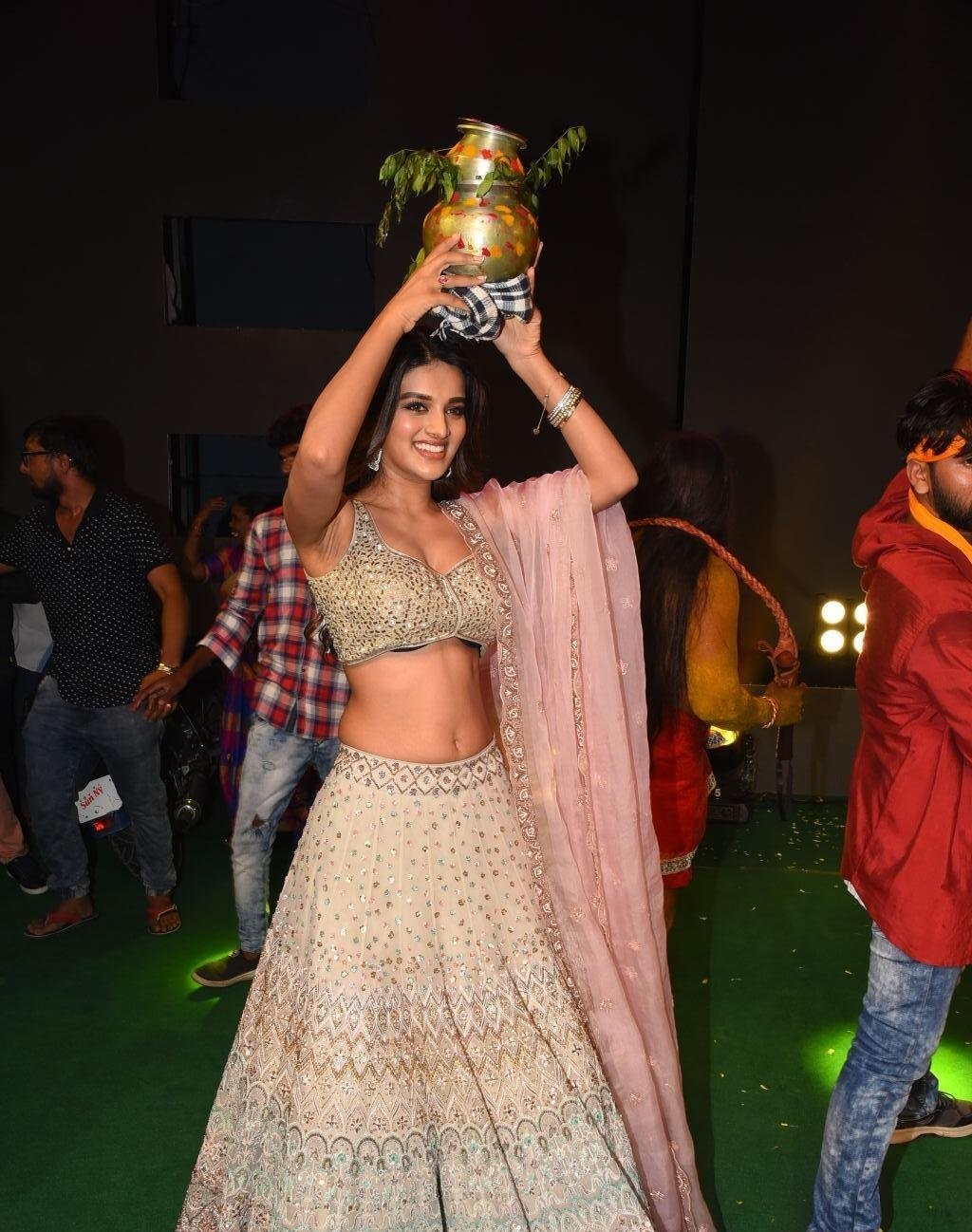 Niddhi Agerwal Hot Show At Ismart Shankar Movie Bonalu Public Event