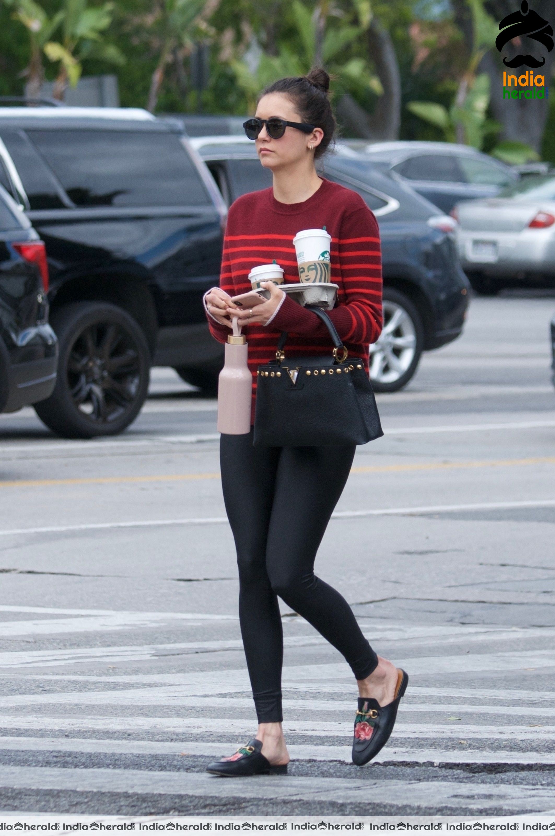 Nina Dobrev Leaving Starbucks in West Hollywood Set 1