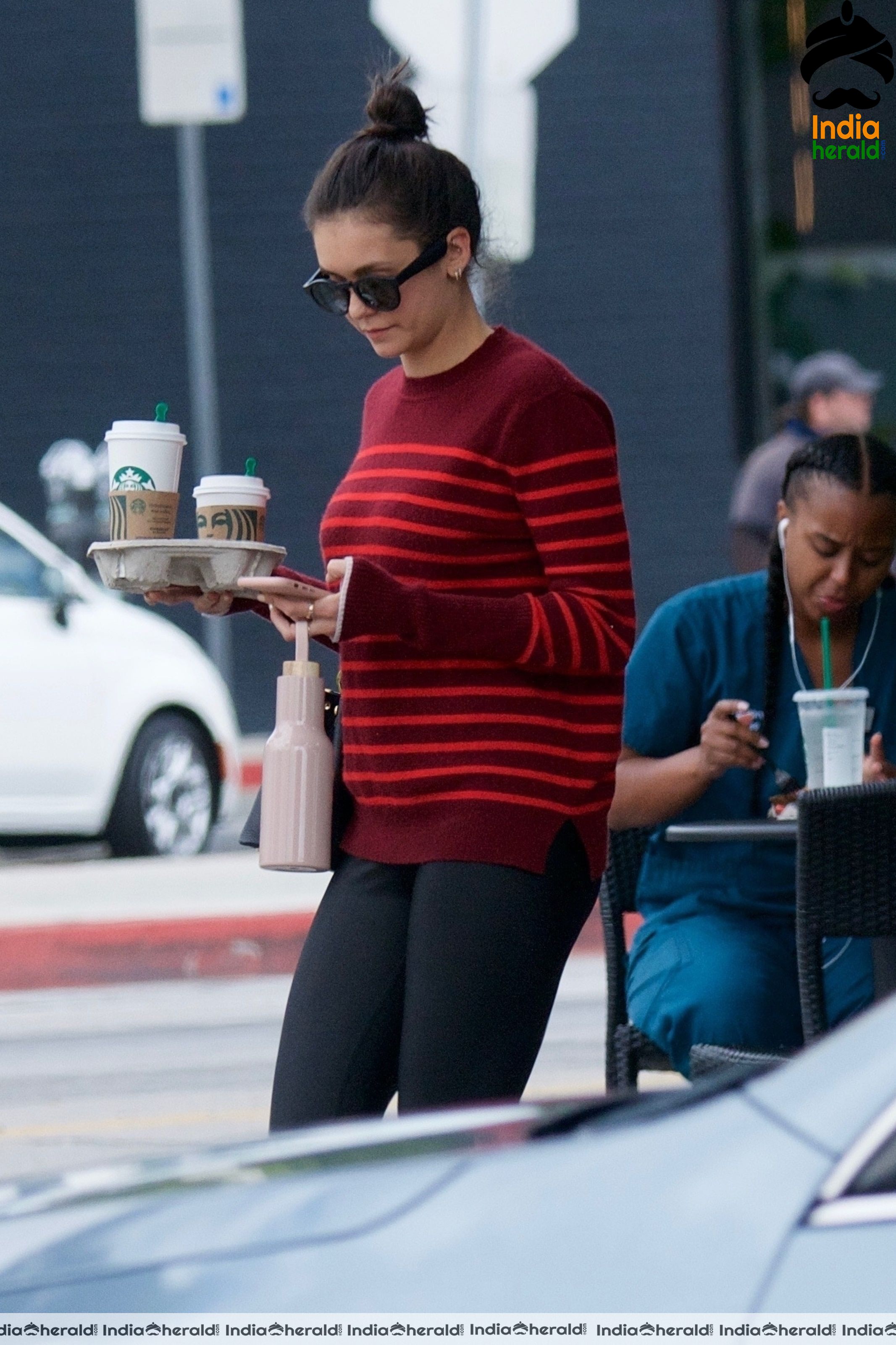 Nina Dobrev Leaving Starbucks in West Hollywood Set 1