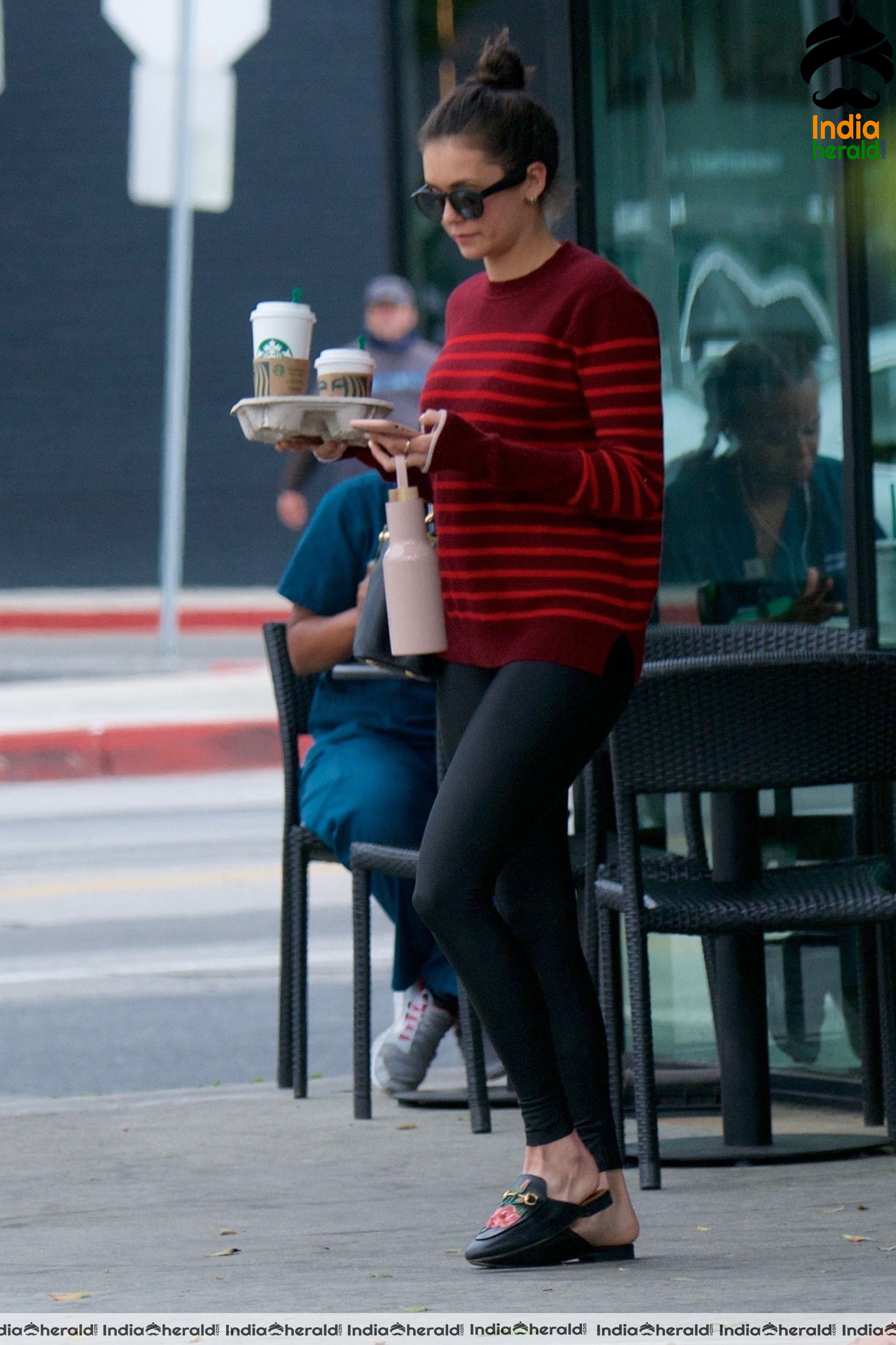 Nina Dobrev Leaving Starbucks in West Hollywood Set 1