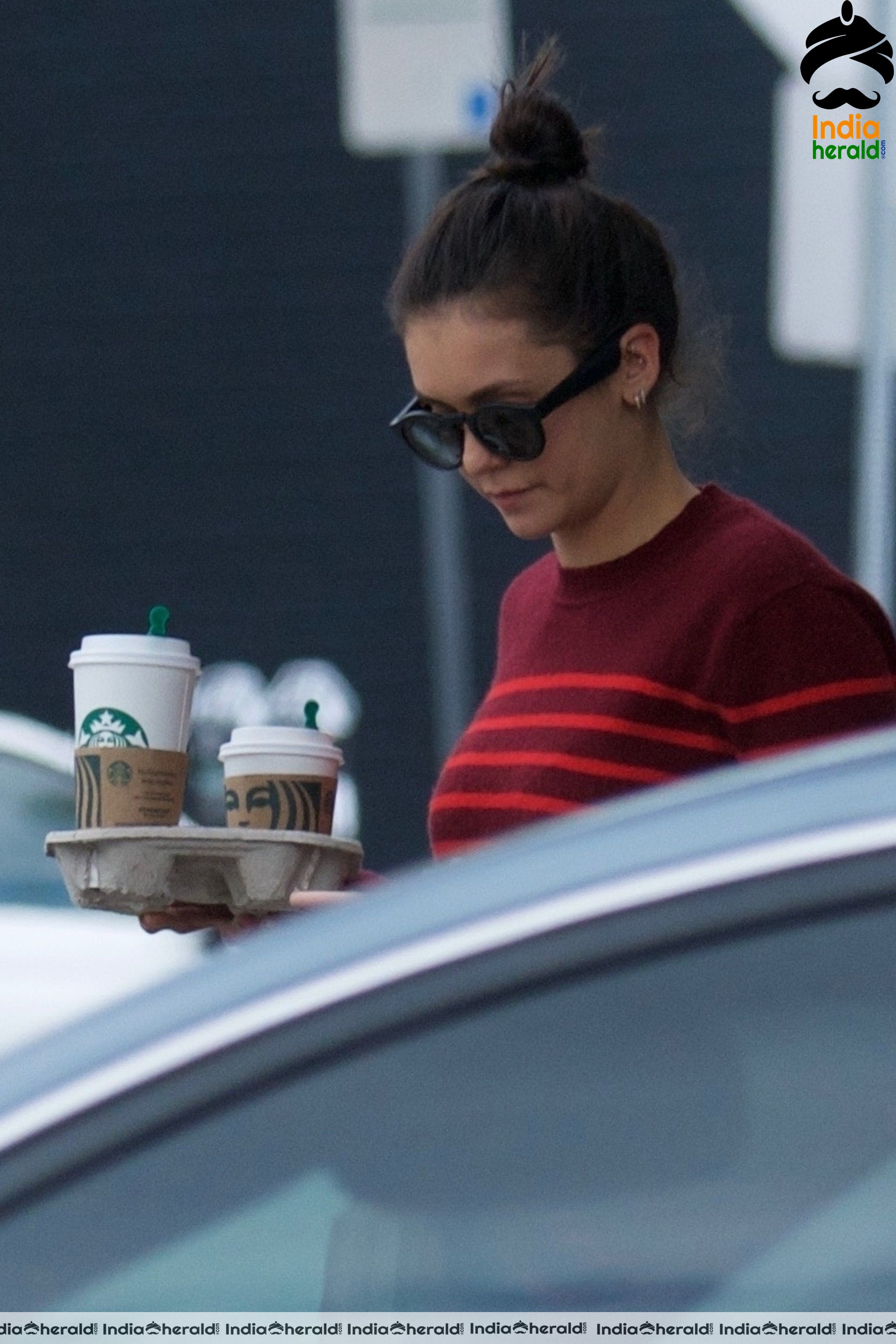 Nina Dobrev Leaving Starbucks in West Hollywood Set 1