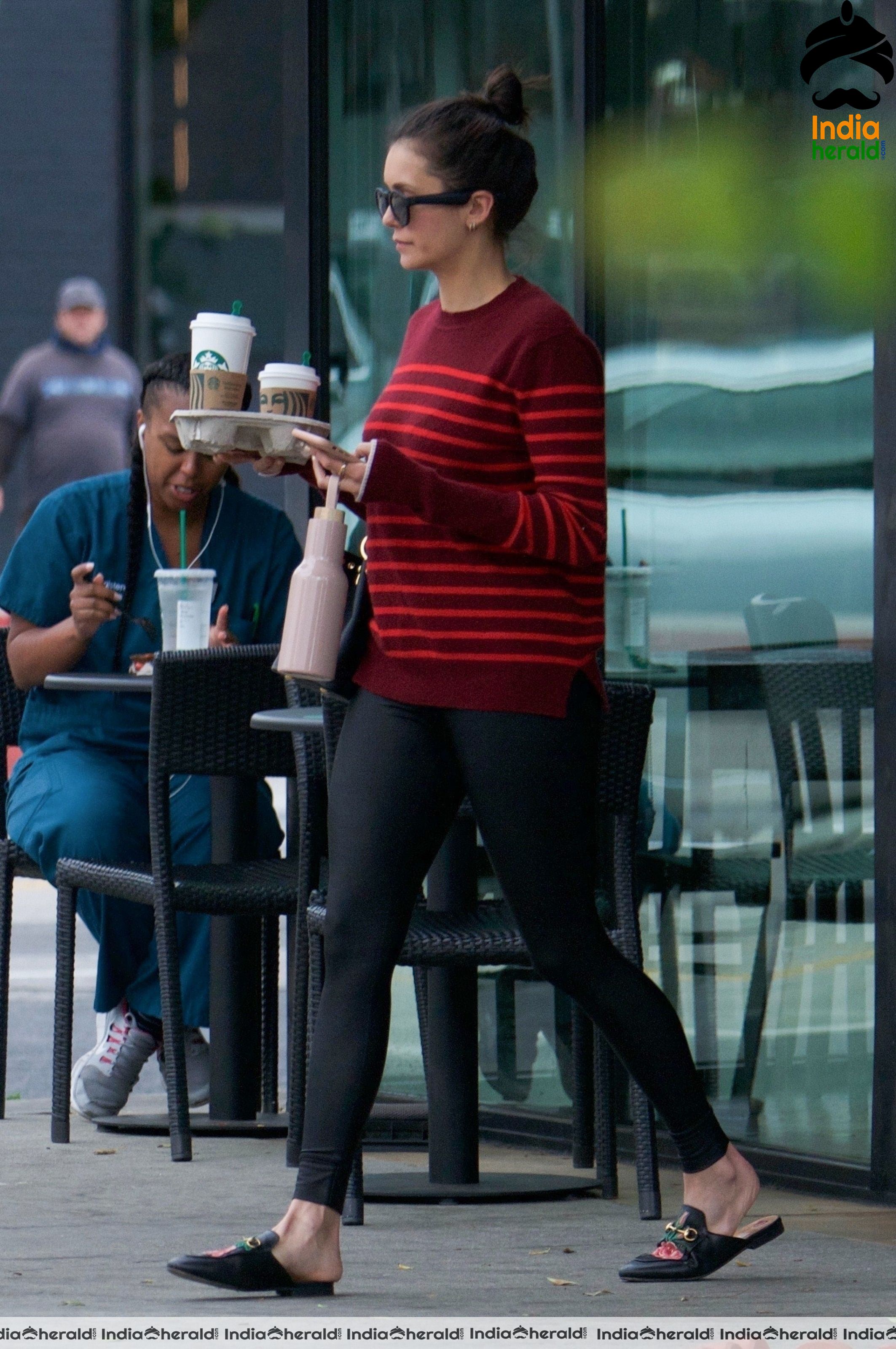 Nina Dobrev Leaving Starbucks in West Hollywood Set 1