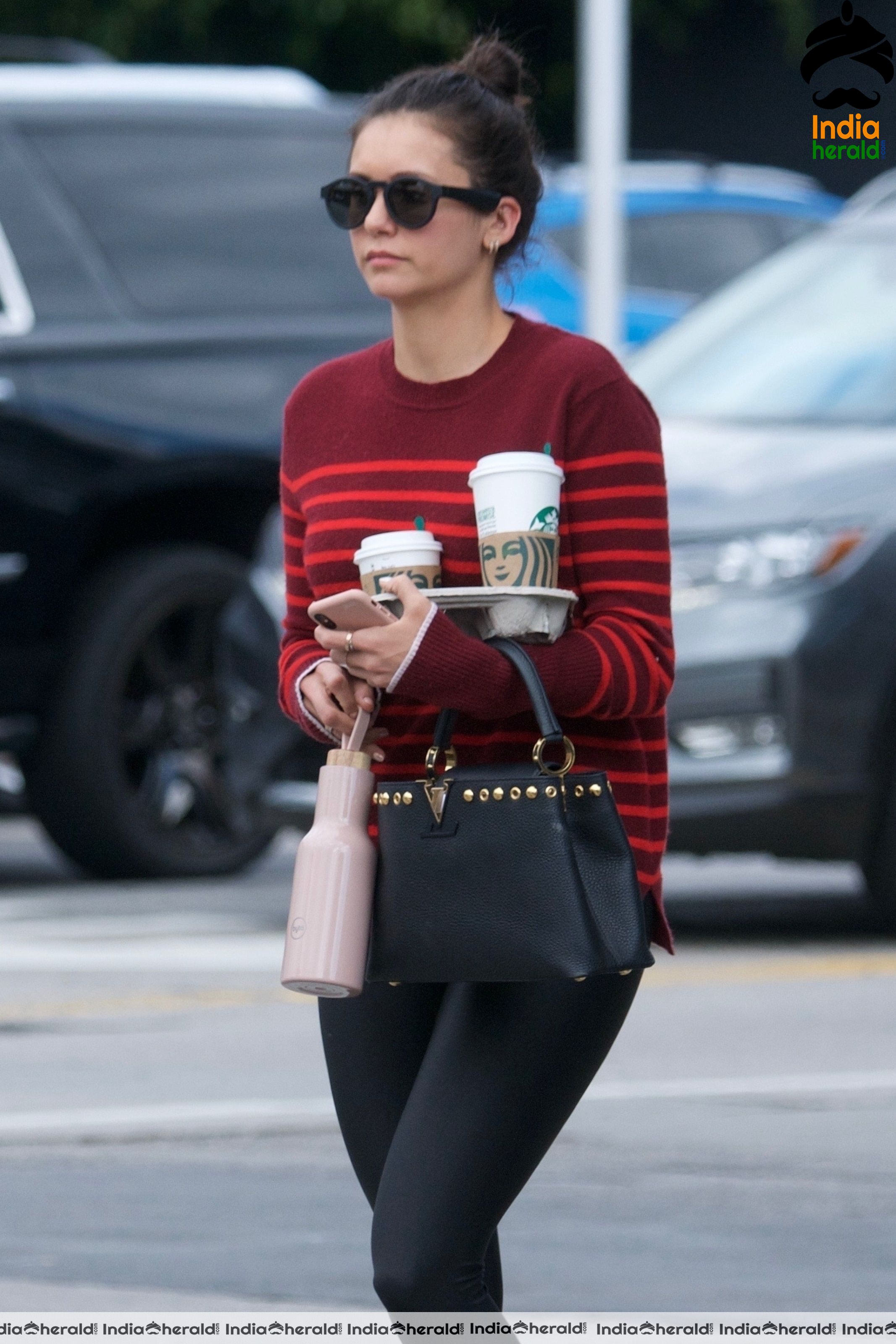 Nina Dobrev Leaving Starbucks in West Hollywood Set 1