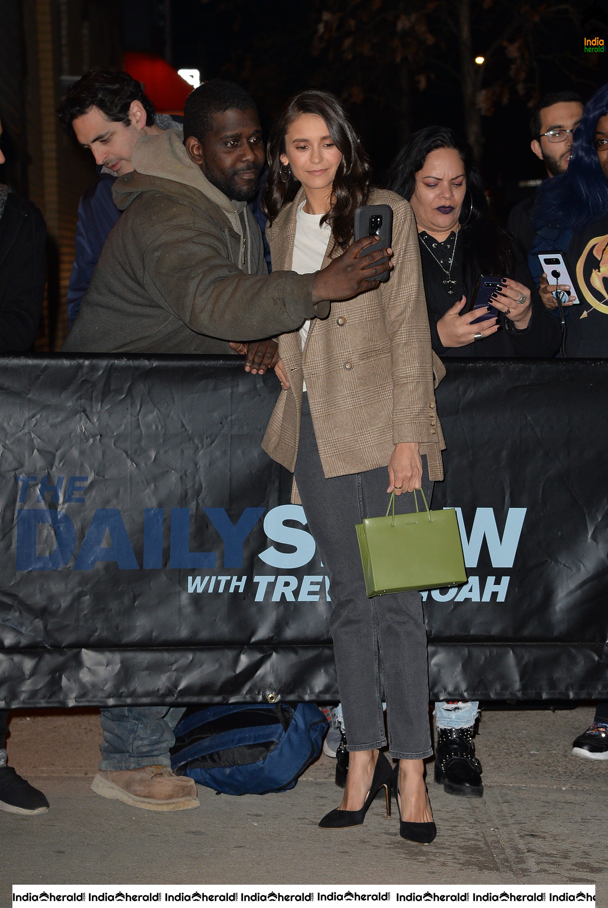 Nina Dobrev outside The Daily Show with Trevor Noah in NYC