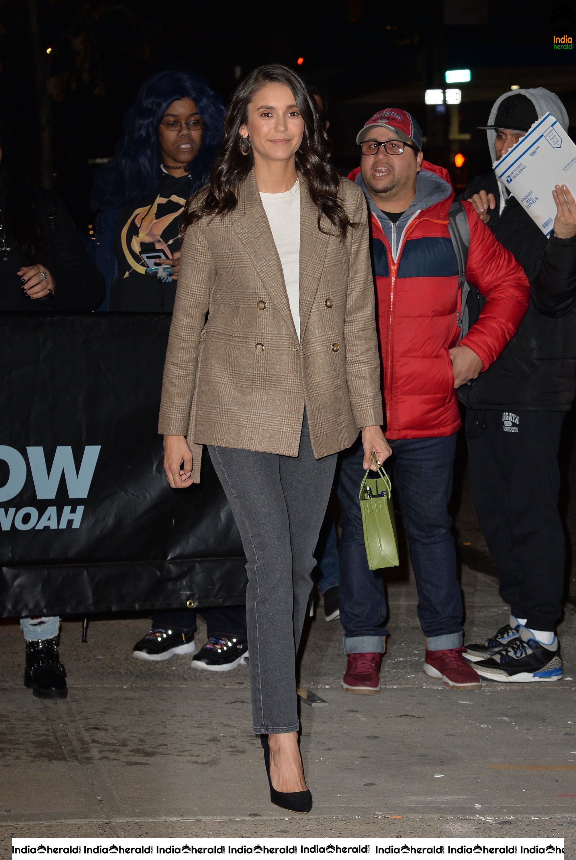 Nina Dobrev outside The Daily Show with Trevor Noah in NYC