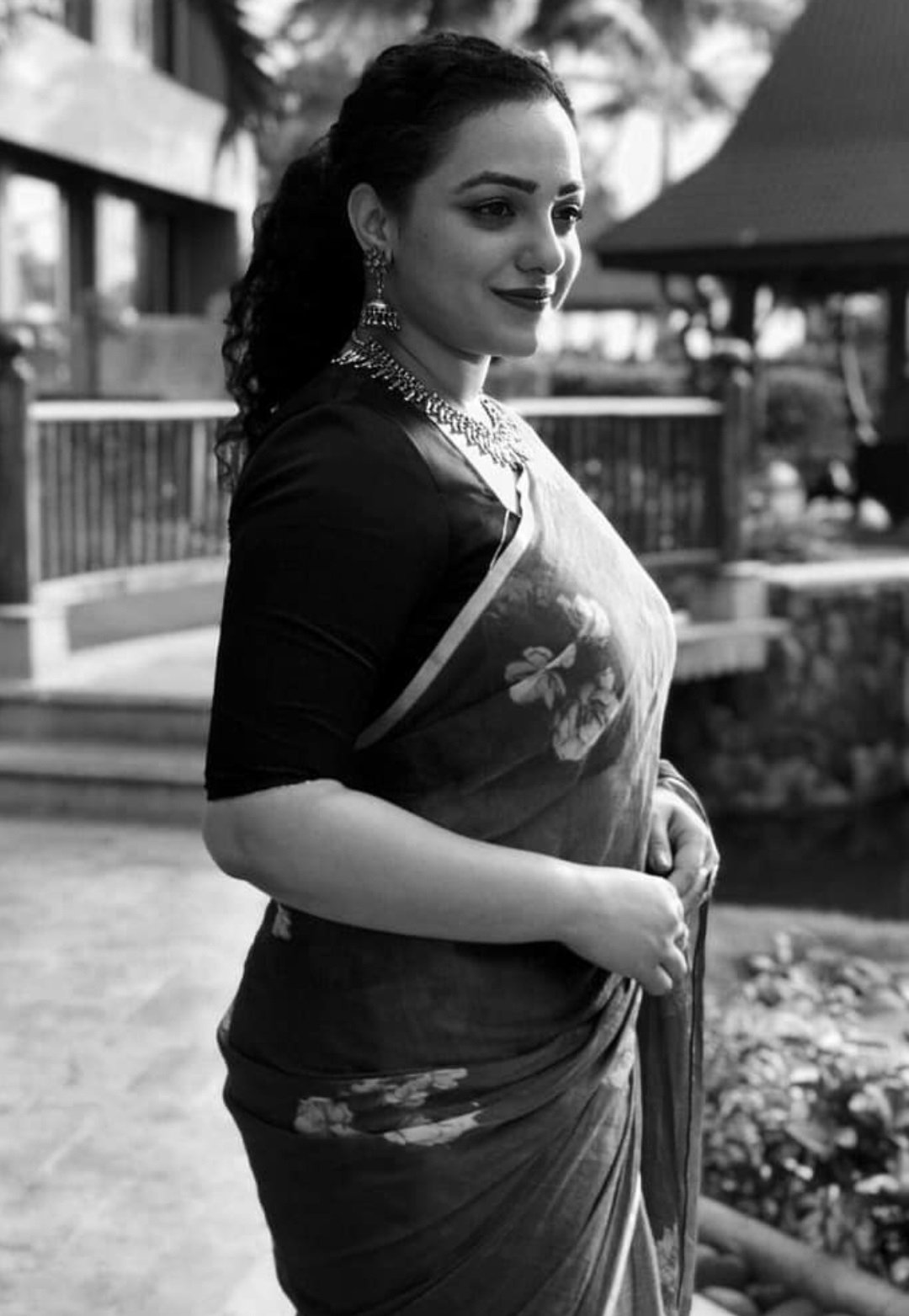 Nithya Menon Hot Photos In A Transparent Saree