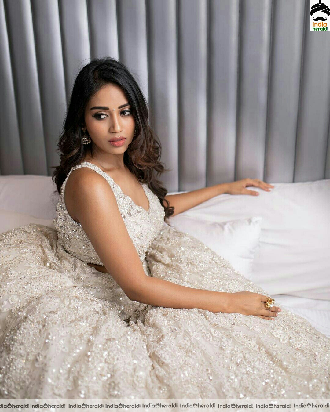 Nivetha Pethuraj cute and Hot White Glitter Dress stills