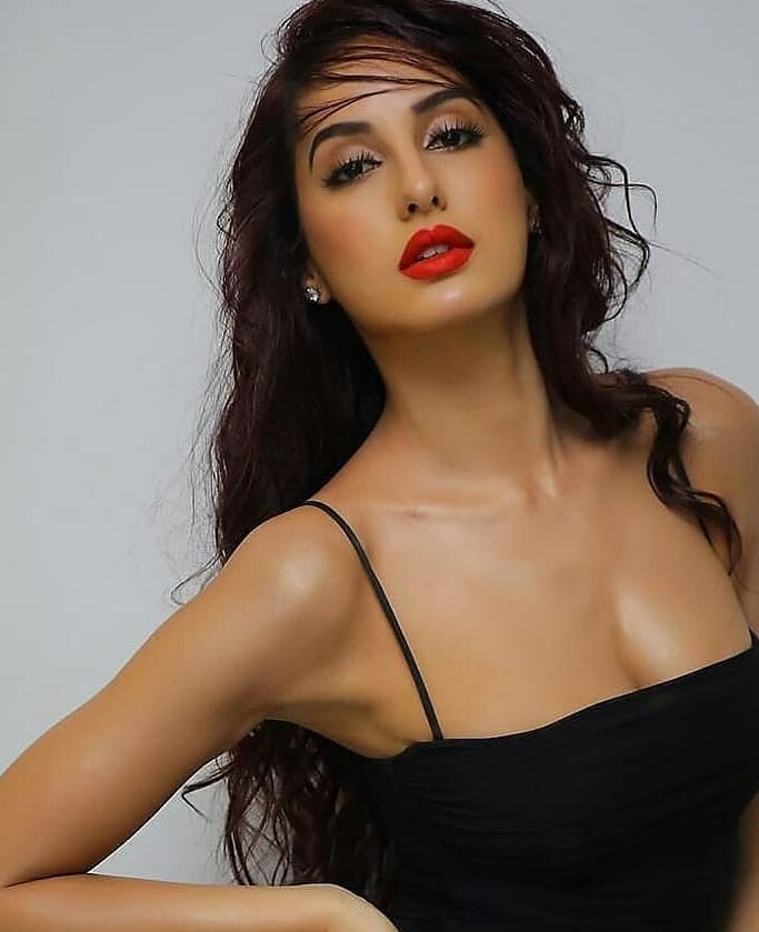 Nora Fatehi Photo Shoot In A Bright Red Lipstick