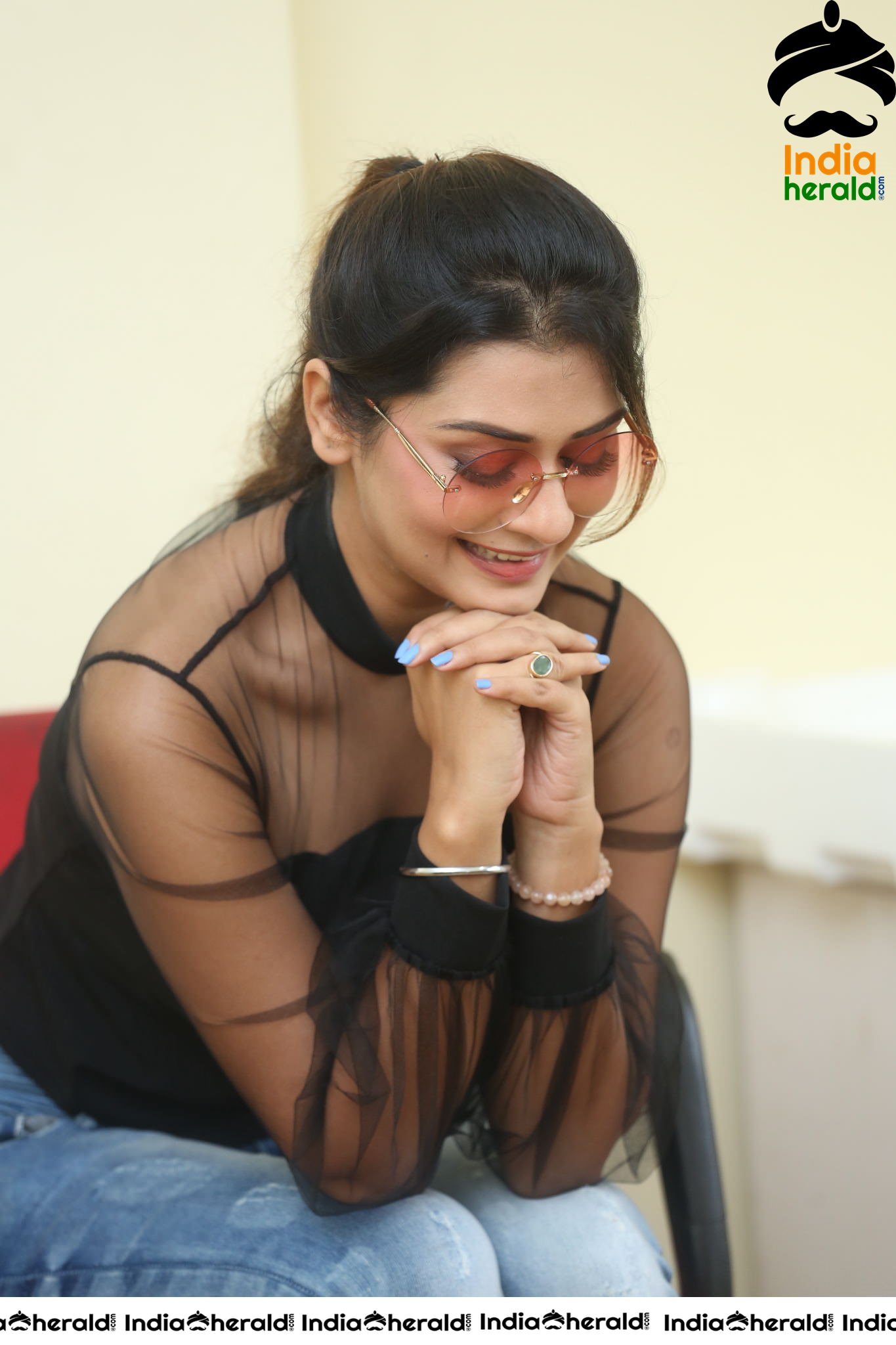 Payal Rajput Hot in Black Top during an Interview Set 1