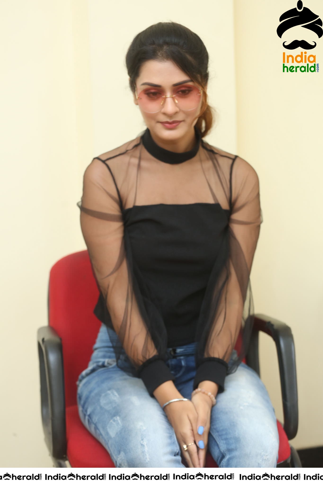 Payal Rajput Hot in Black Top during an Interview Set 1