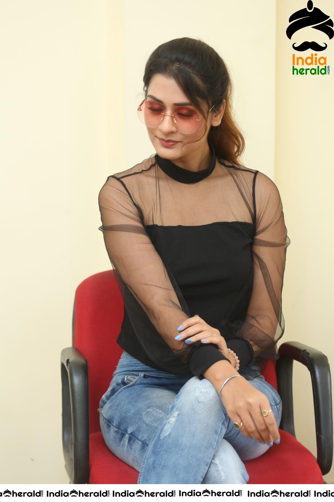 Payal Rajput Hot in Black Top during an Interview Set 1