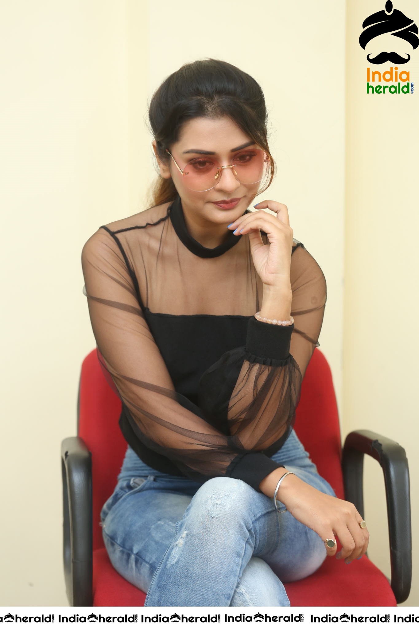 Payal Rajput Hot in Black Top during an Interview Set 1