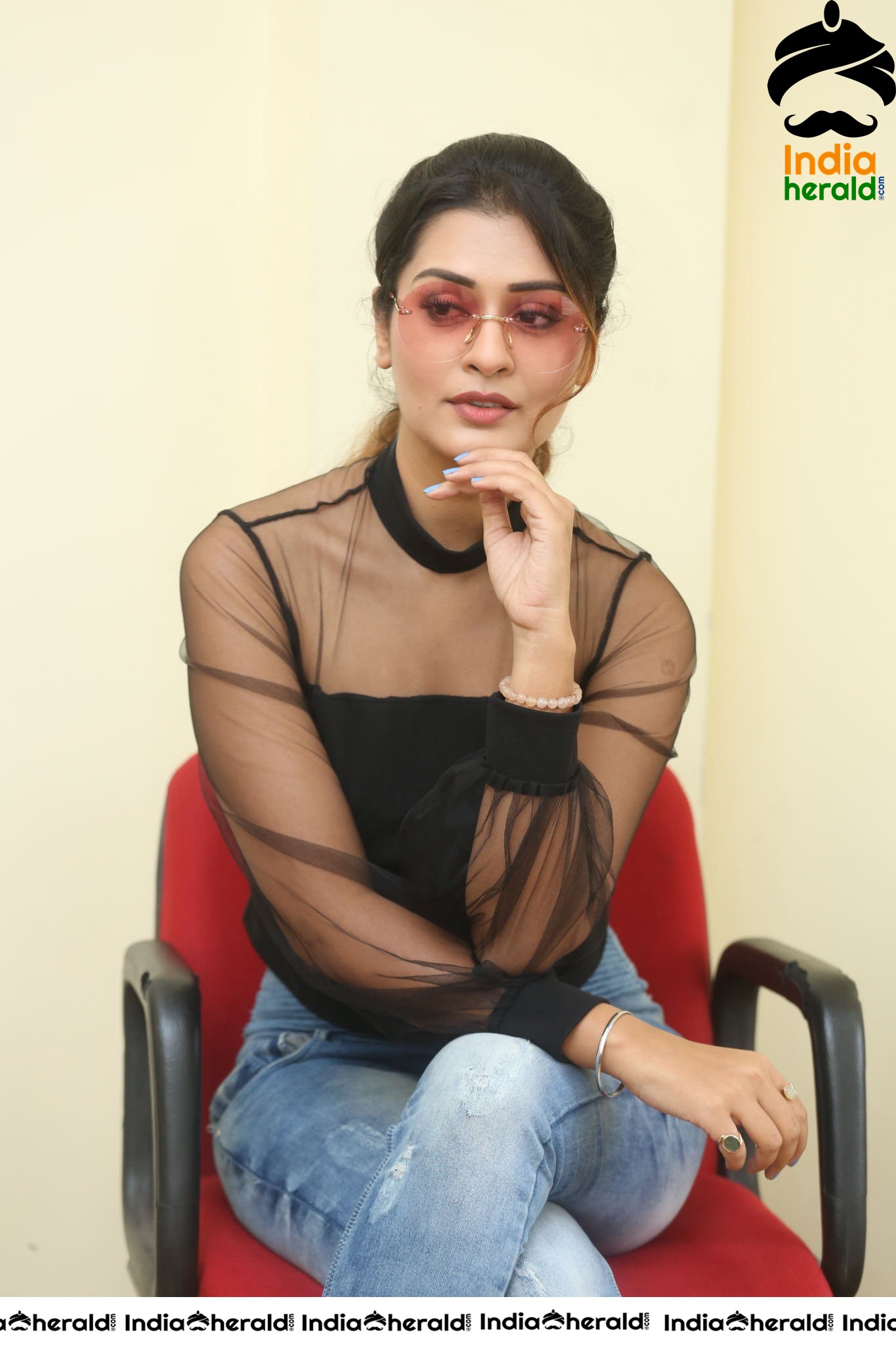 Payal Rajput Hot in Black Top during an Interview Set 1