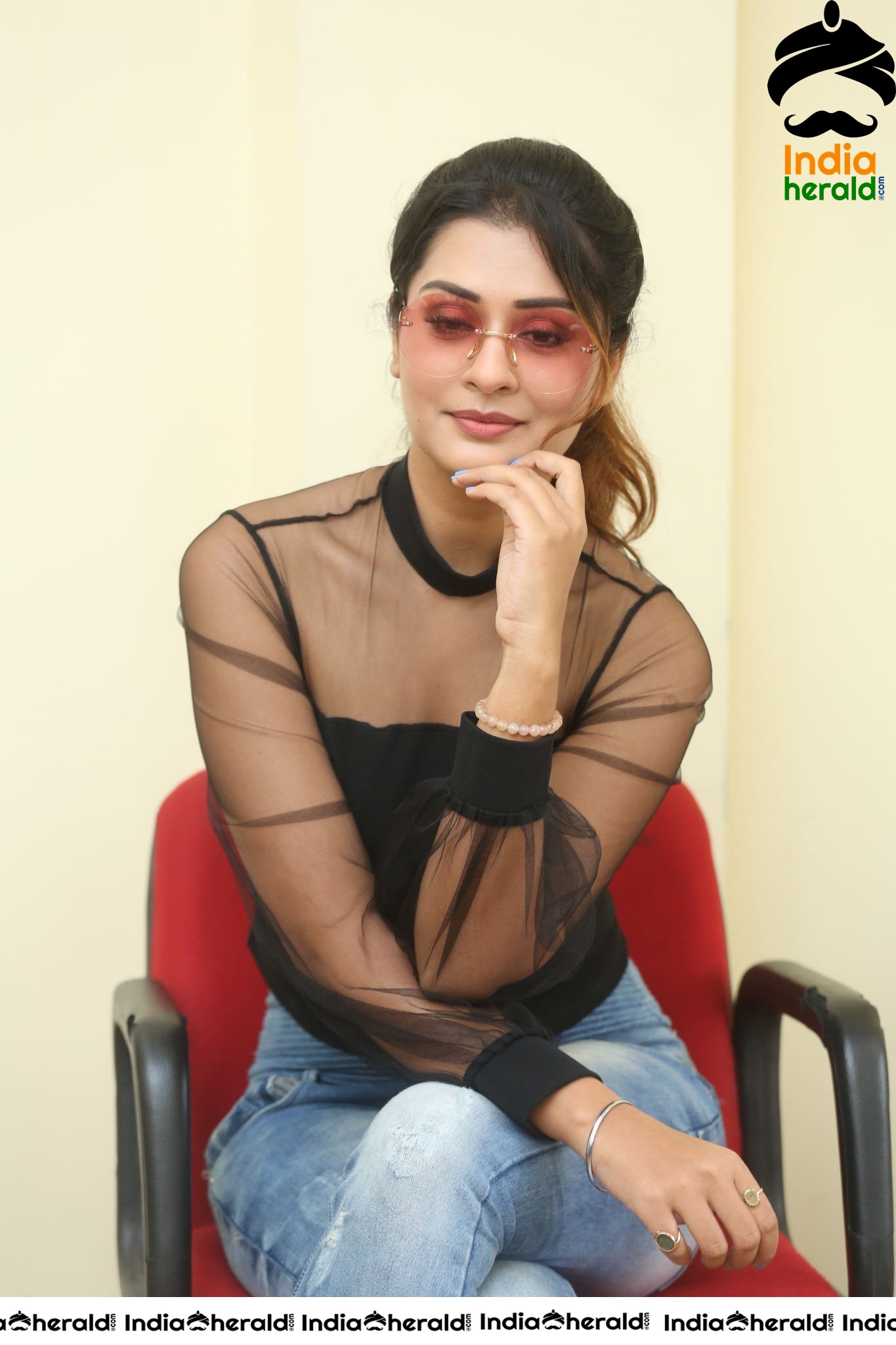 Payal Rajput Hot in Black Top during an Interview Set 3