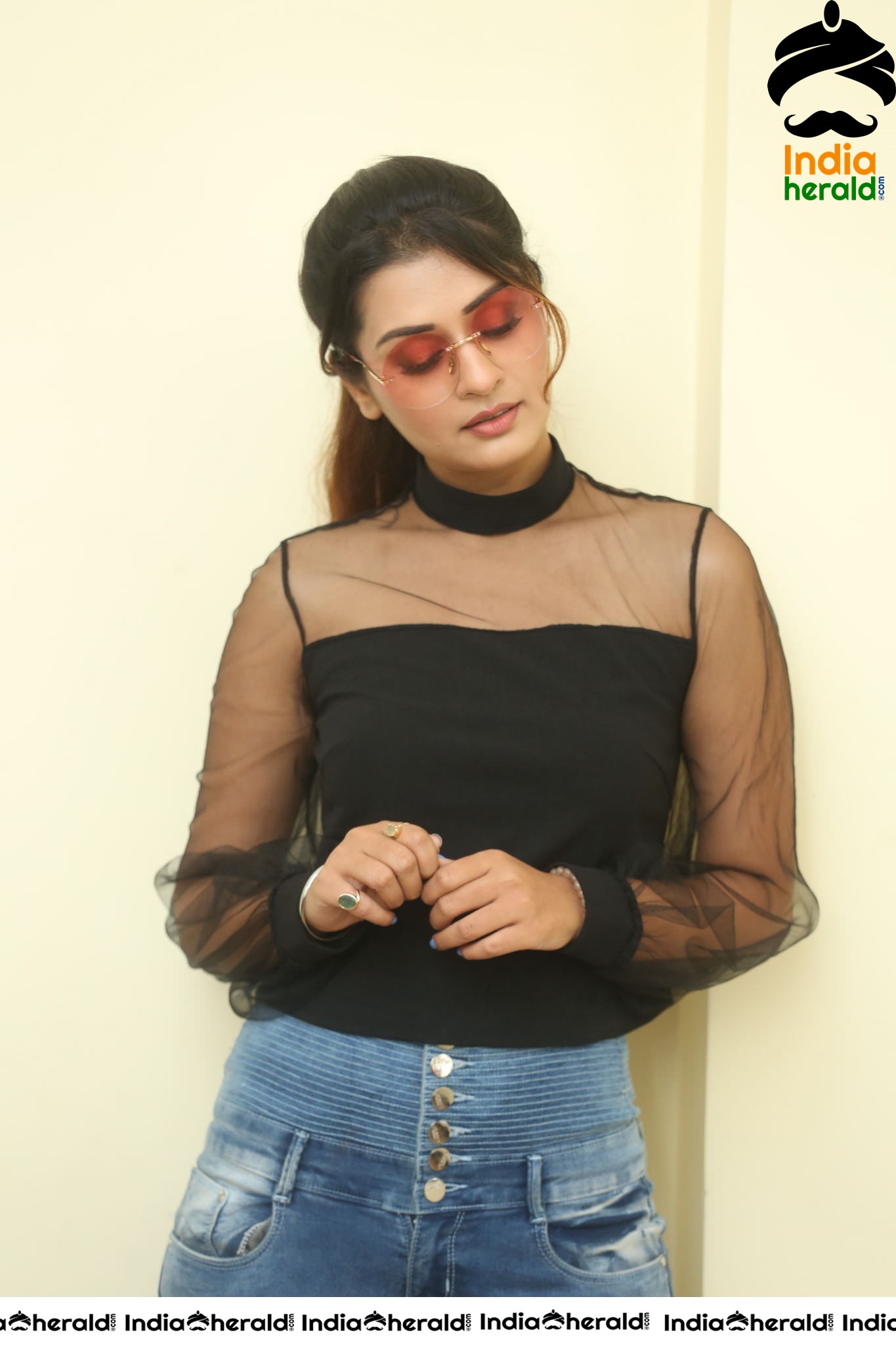 Payal Rajput Hot in Black Top during an Interview Set 4