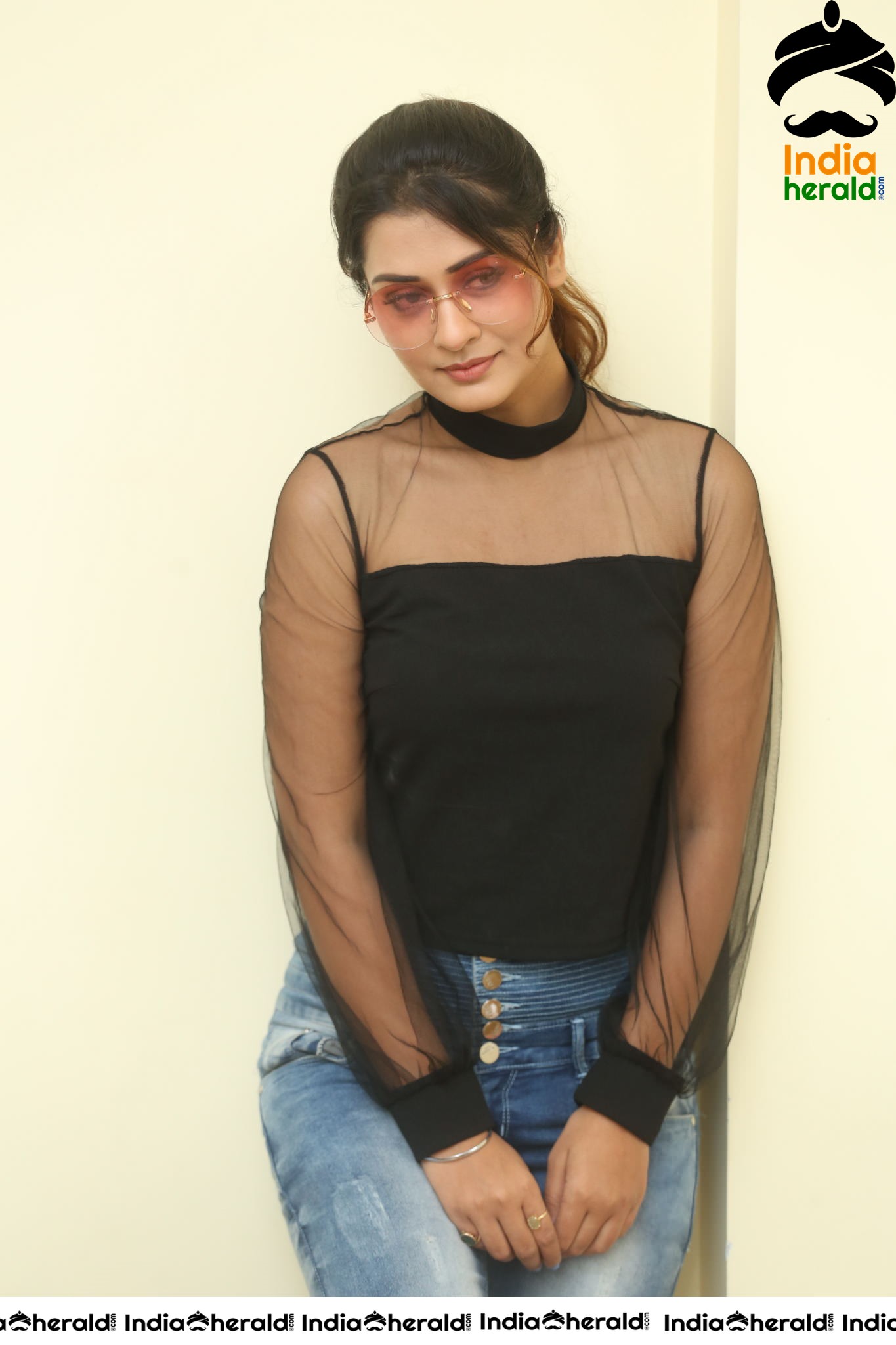 Payal Rajput Hot in Black Top during an Interview Set 4