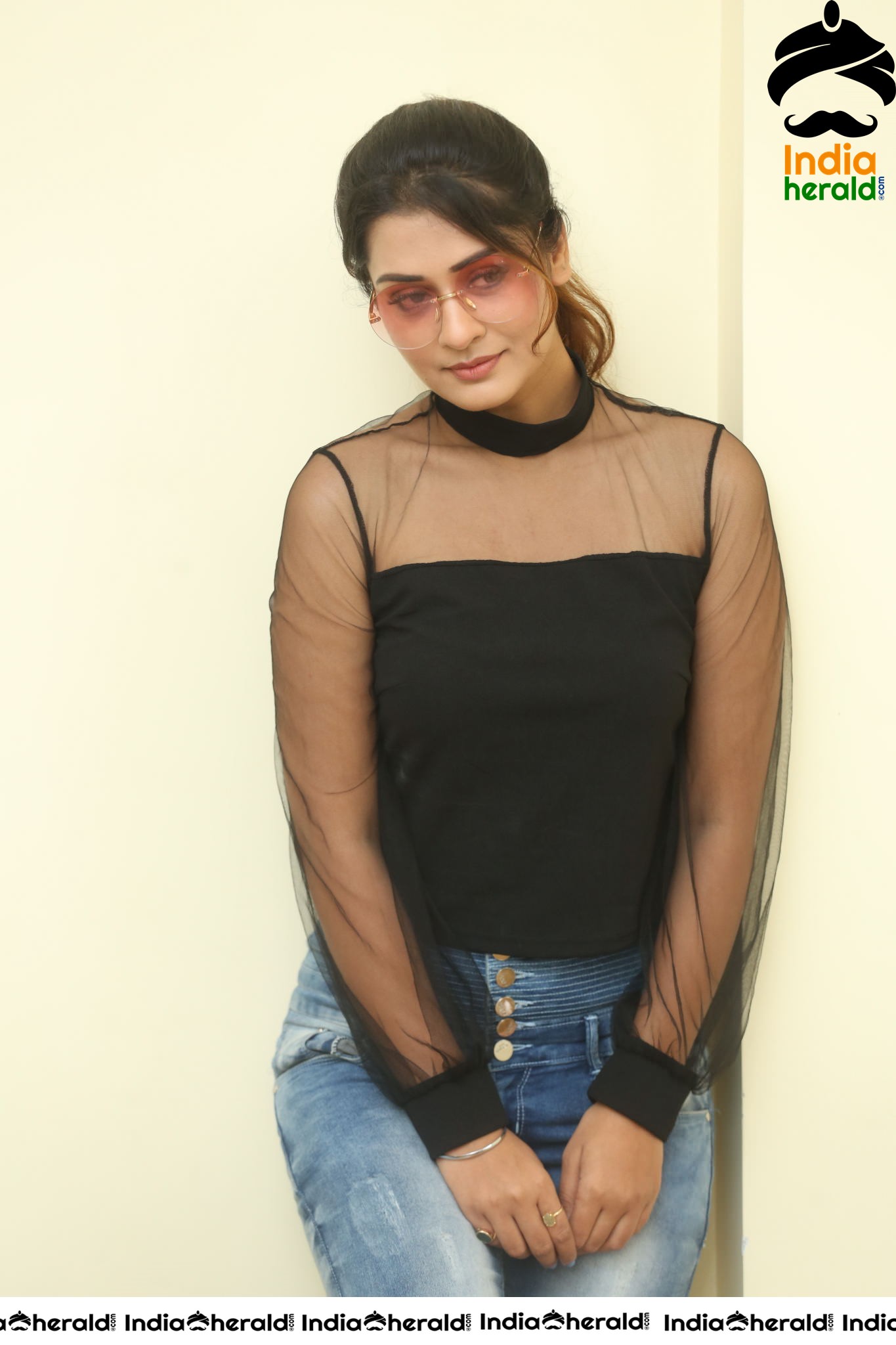 Payal Rajput Hot in Black Top during an Interview Set 4