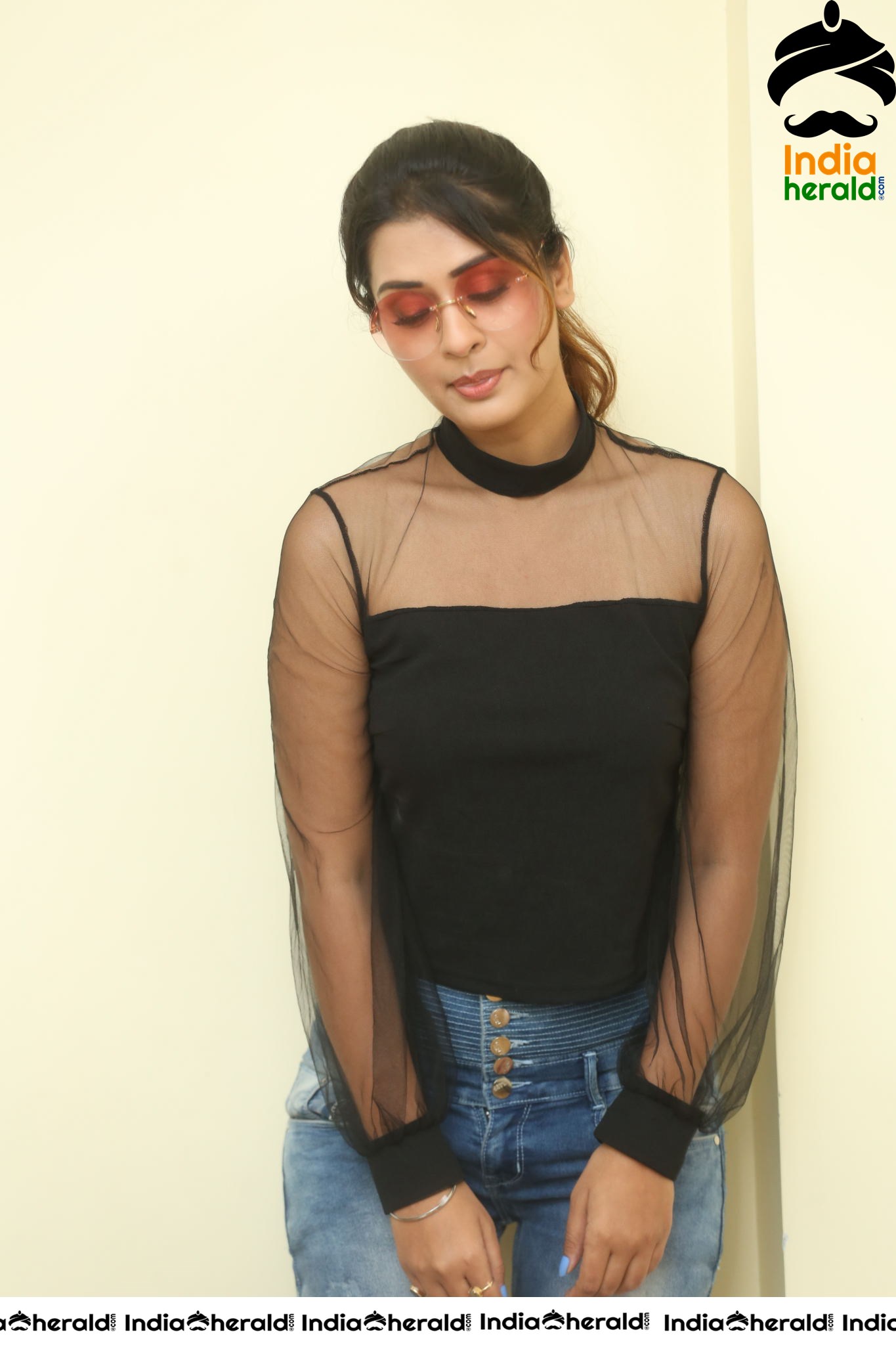 Payal Rajput Hot in Black Top during an Interview Set 4