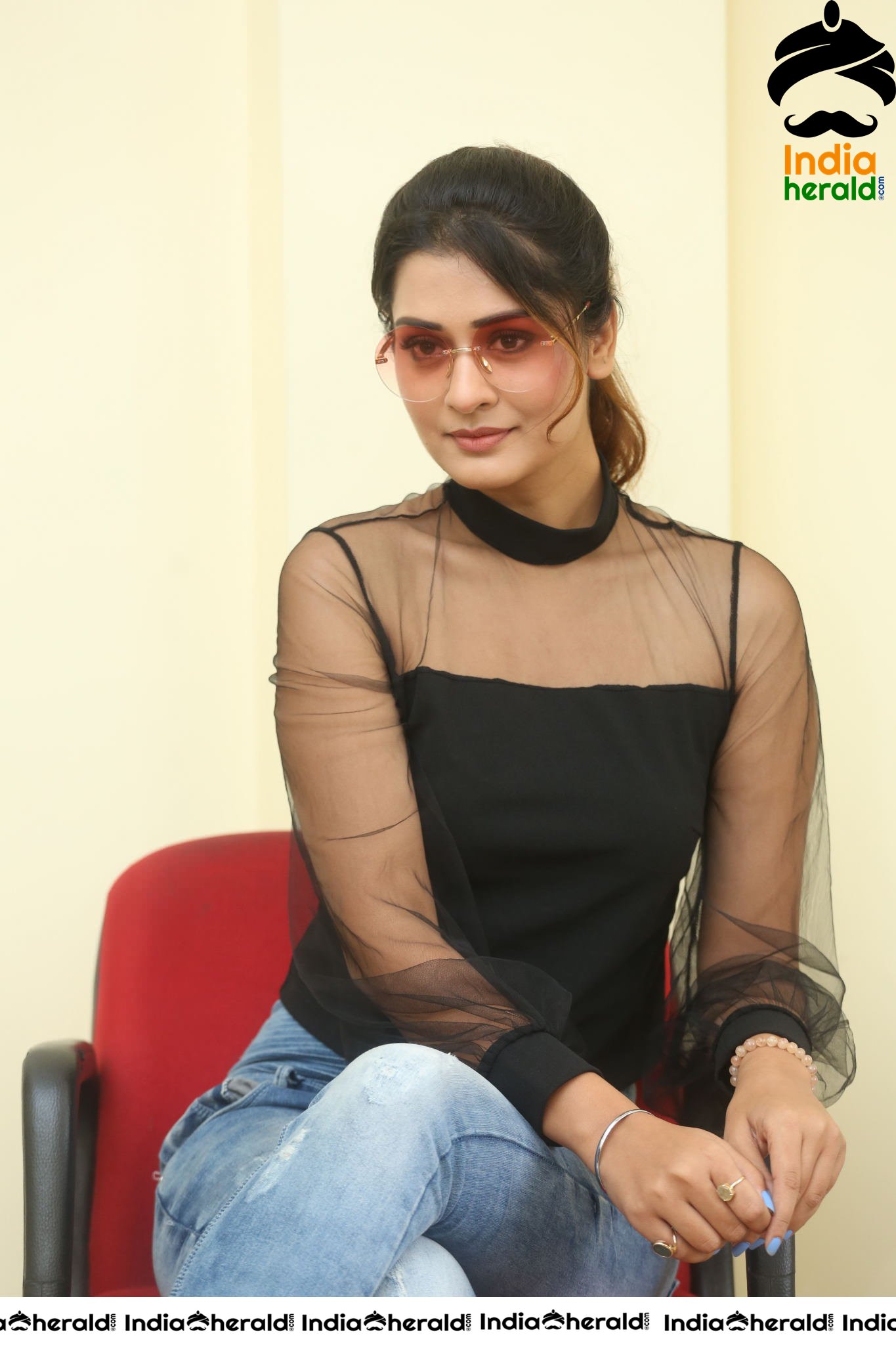 Payal Rajput Hot in Black Top during an Interview Set 5