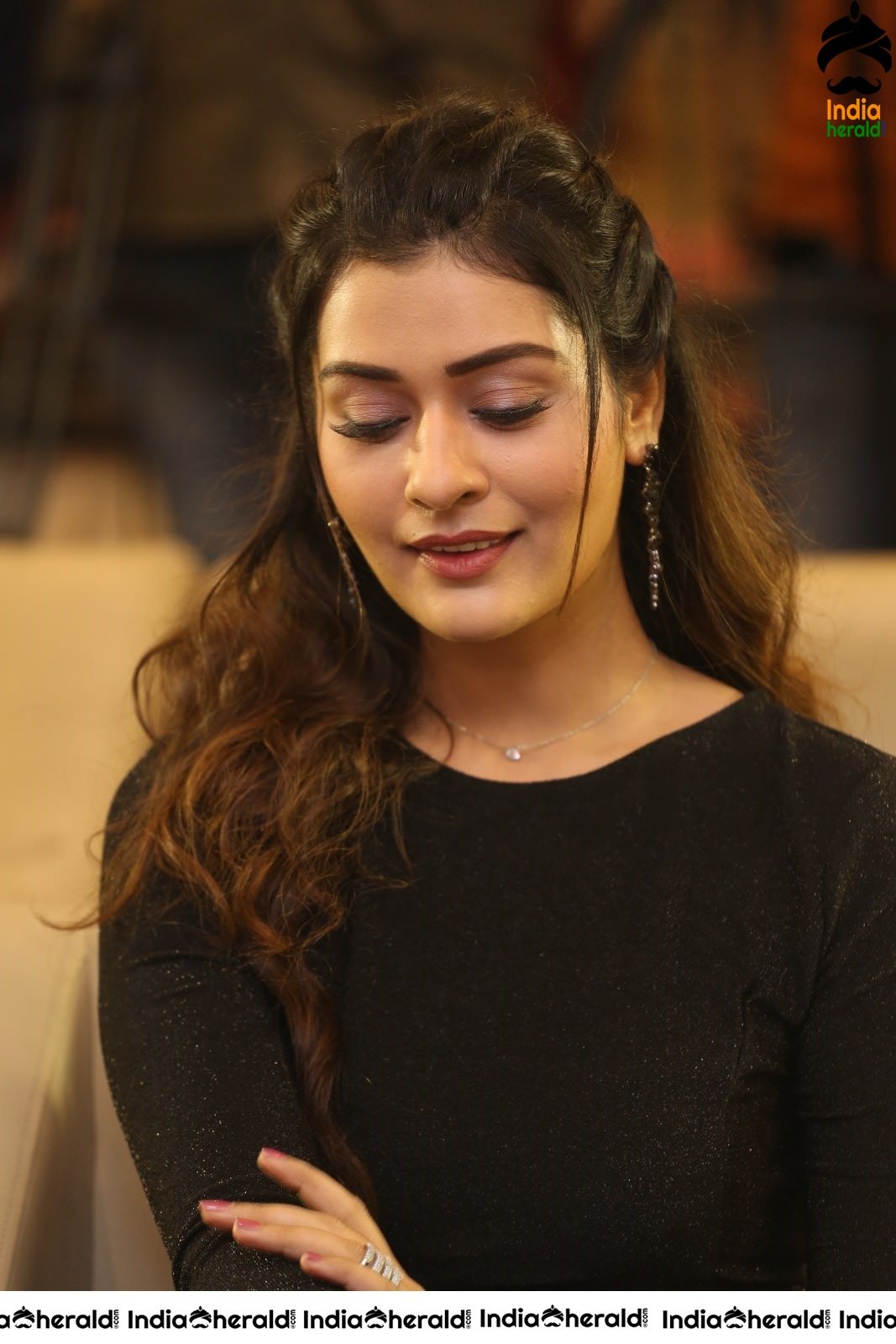 Payal Rajput Hot Thigh Show in Black Slit Cut Dress Set 2
