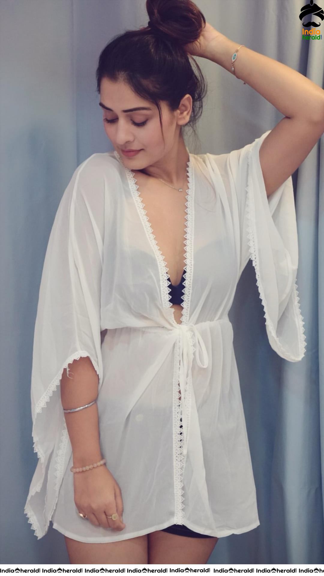 Payal Rajput in Transparent White Bath Robe Dress