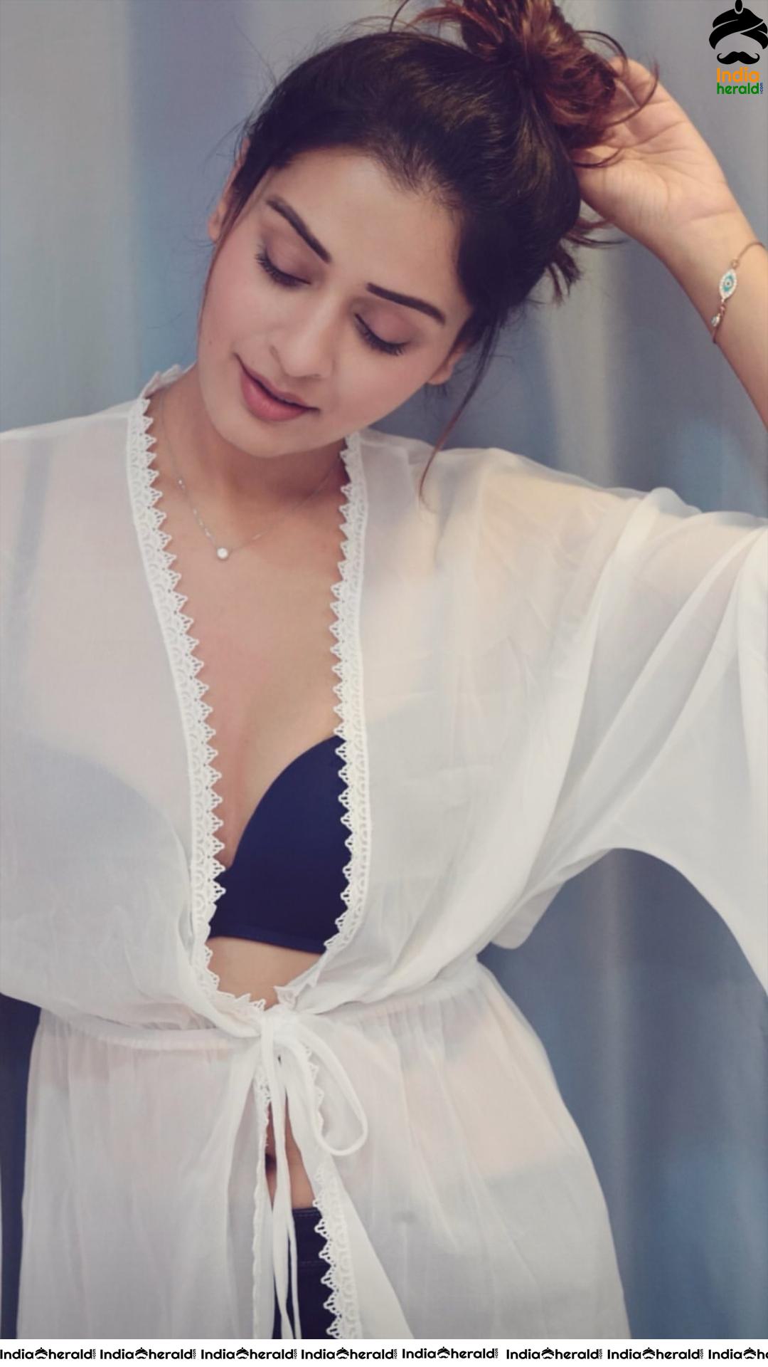 Payal Rajput in Transparent White Bath Robe Dress