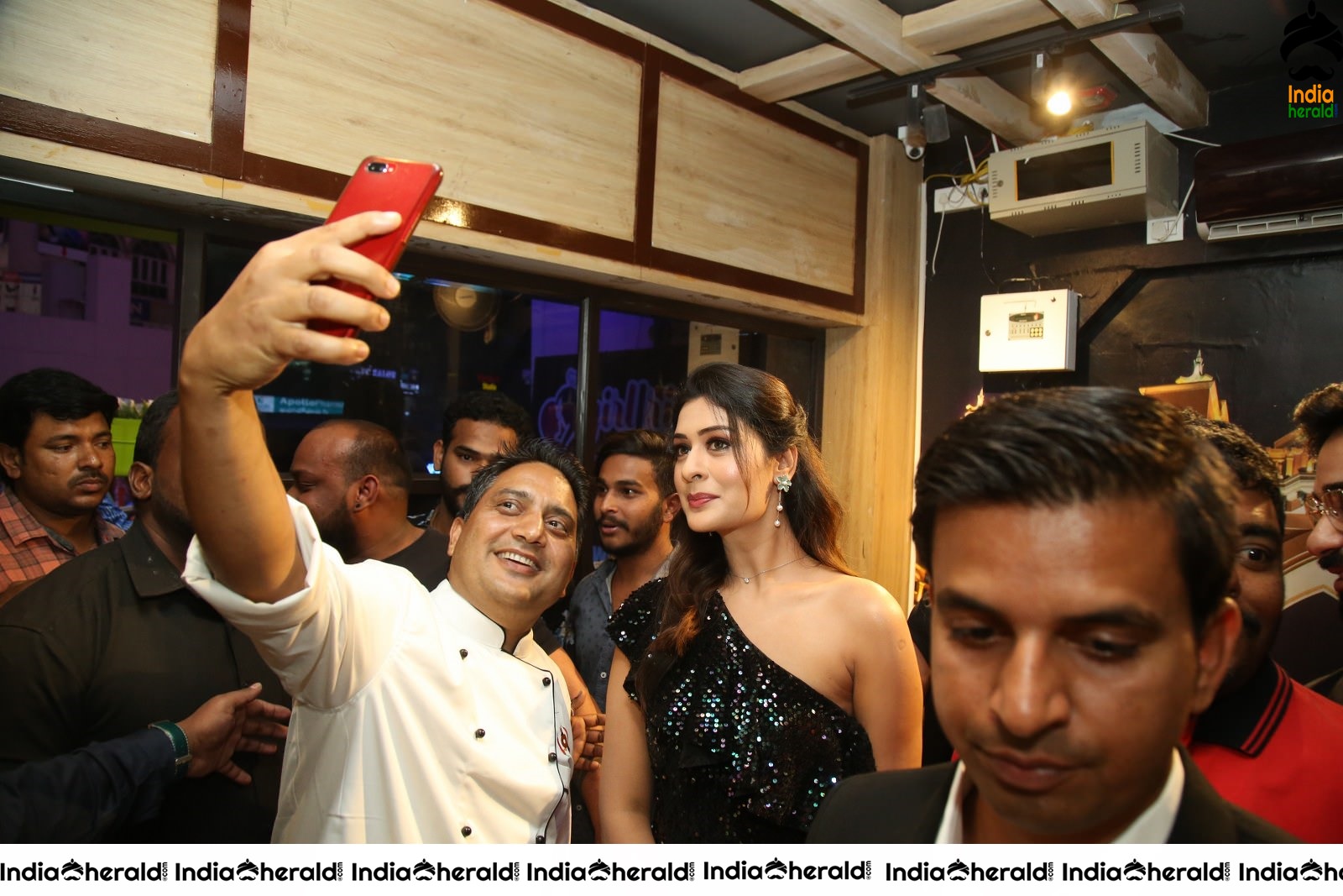 Payal Rajput takes Selfie with Fans during Restaurant Launch