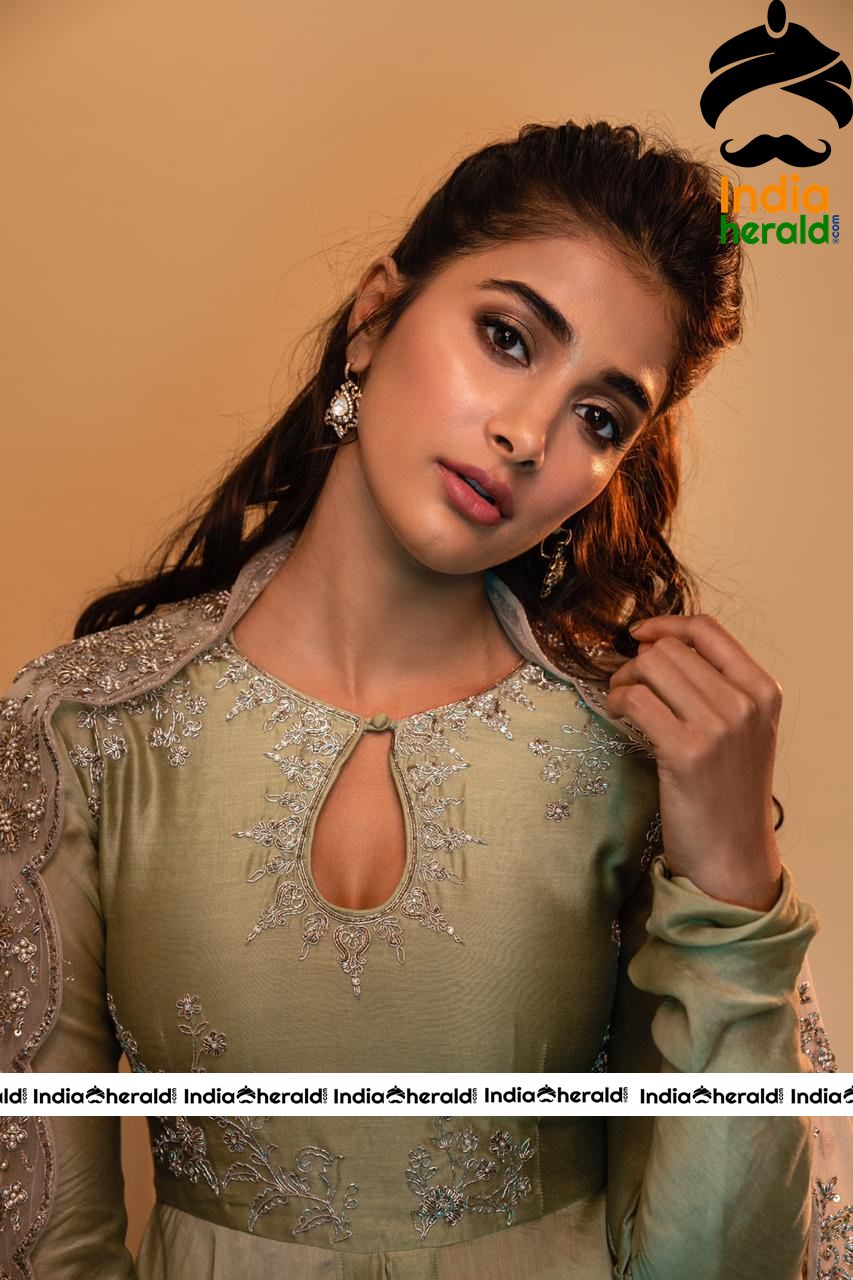 Pooja Hegde Hot Cleavage Exposing Photoshoot Before Success Meet