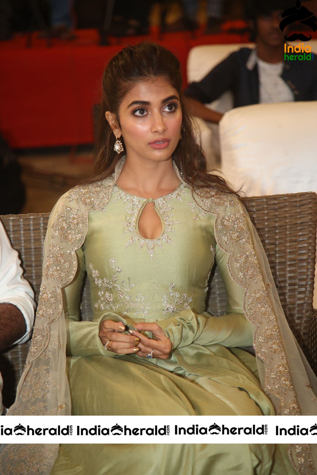Pooja Hegde Hot Cleavage Show at Gaddala Konda Ganesh Success Meet Set 1