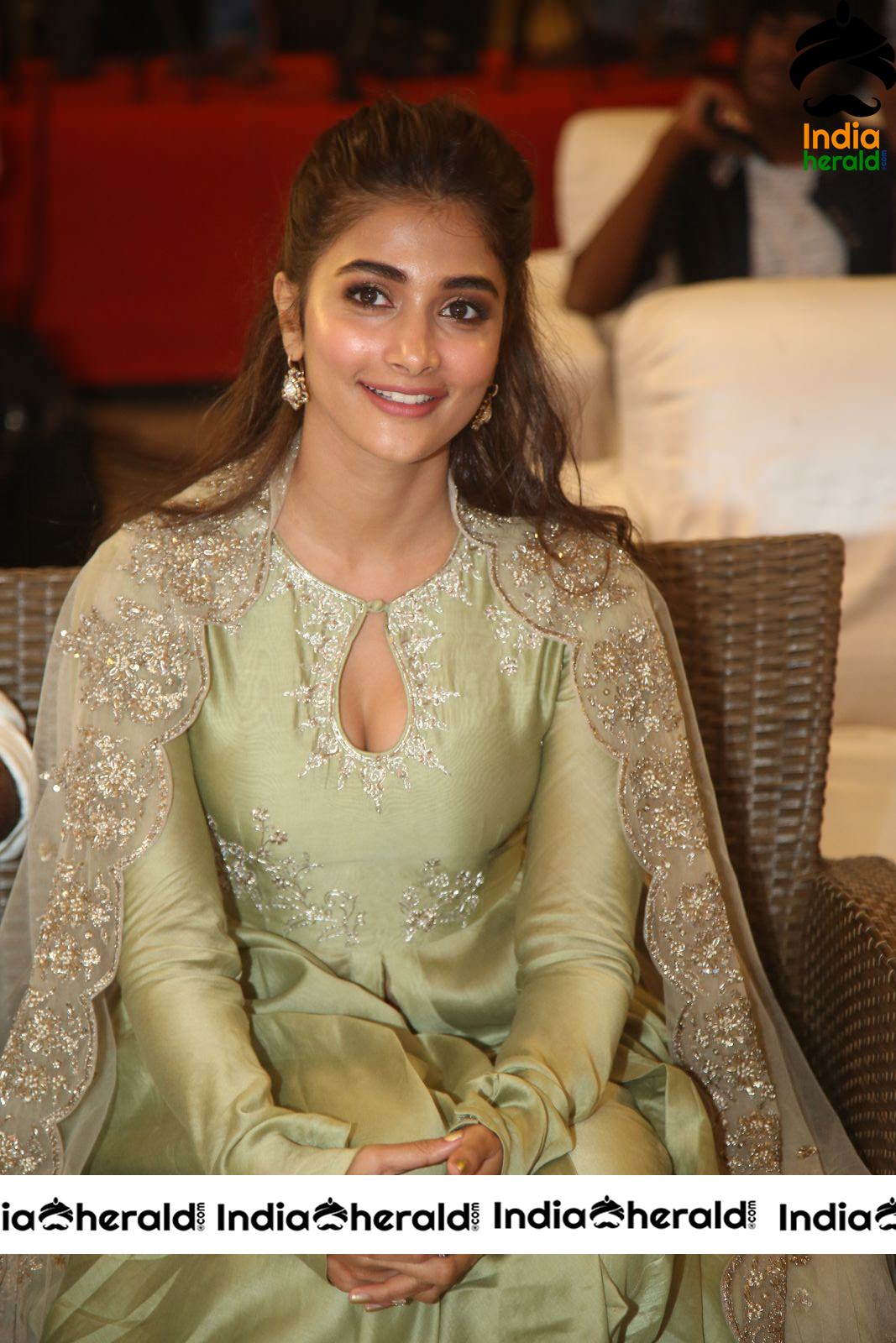 Pooja Hegde Hot Cleavage Show At Gaddala Konda Ganesh Success Meet Set 2