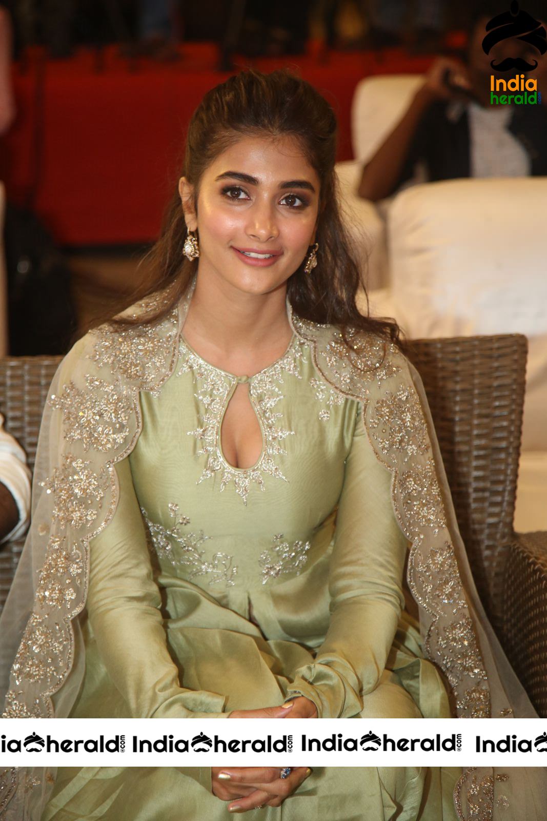 Pooja Hegde Hot Cleavage Show At Gaddala Konda Ganesh Success Meet Set 2