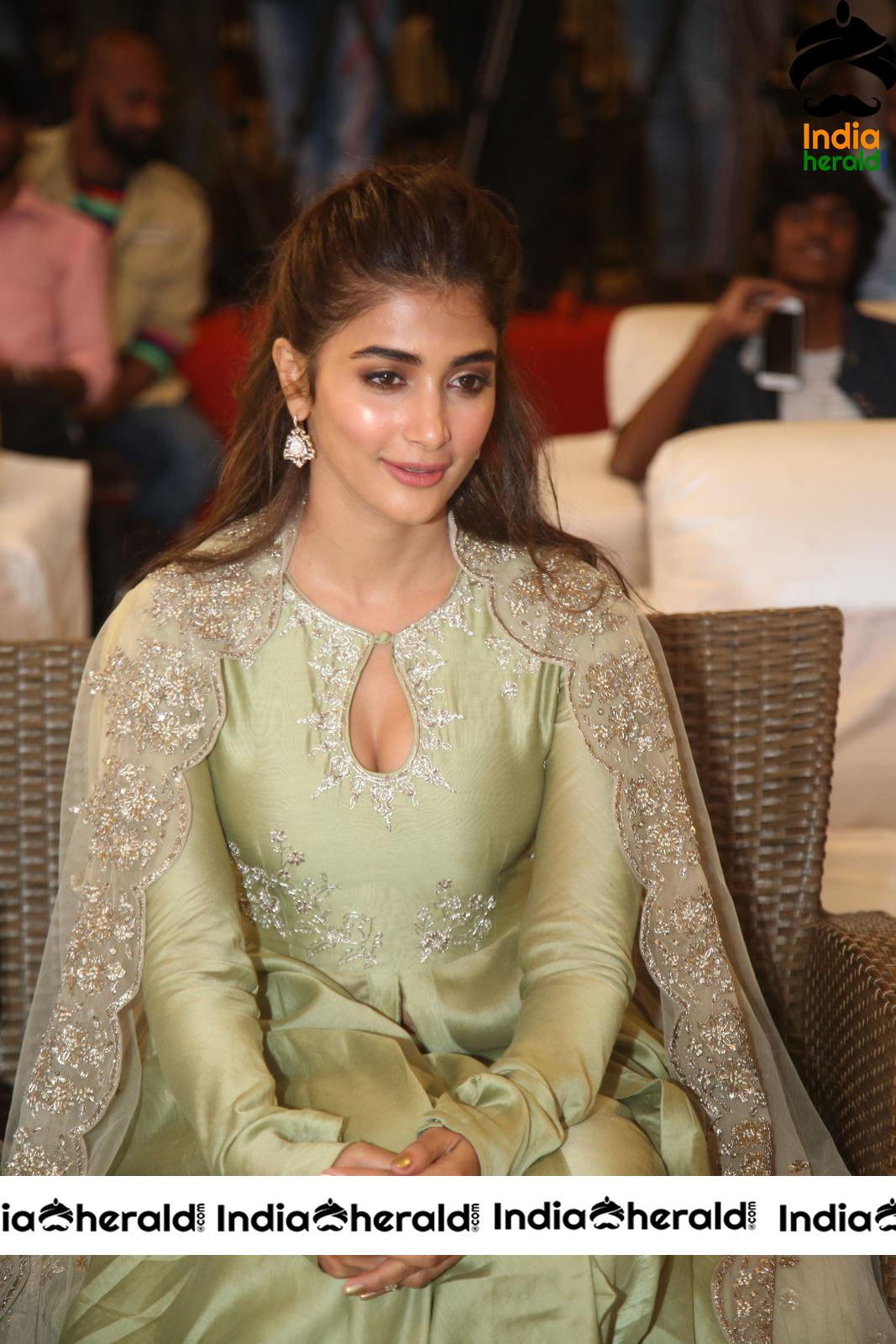 Pooja Hegde Hot Cleavage Show At Gaddala Konda Ganesh Success Meet Set 3