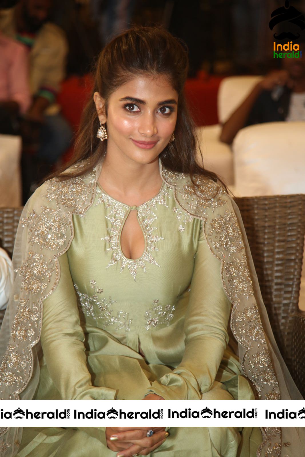 Pooja Hegde Hot Cleavage Show At Gaddala Konda Ganesh Success Meet Set 3