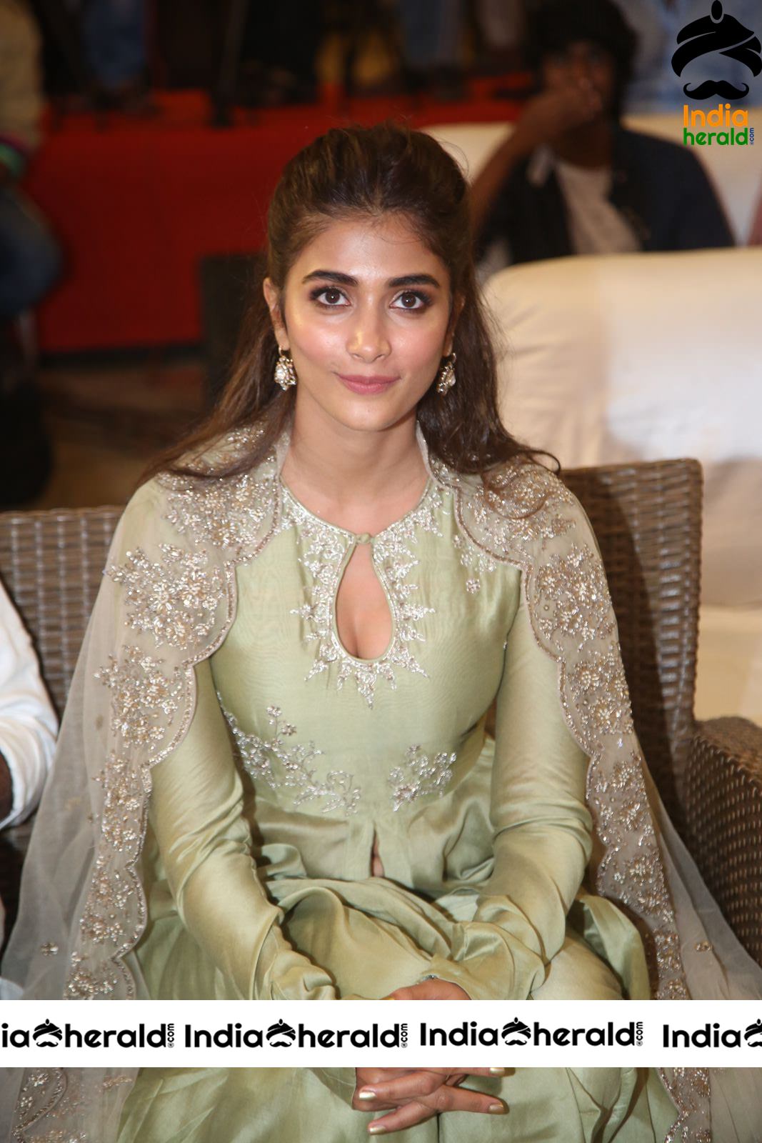 Pooja Hegde Hot Cleavage Show At Gaddala Konda Ganesh Success Meet Set 3