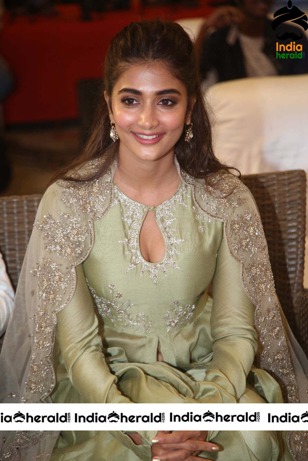 Pooja Hegde Hot Cleavage Show At Gaddala Konda Ganesh Success Meet Set 3