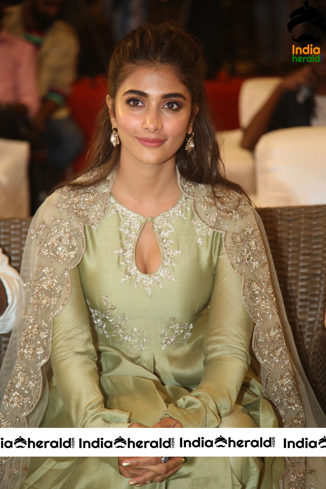 Pooja Hegde Hot Cleavage Show At Gaddala Konda Ganesh Success Meet Set 3