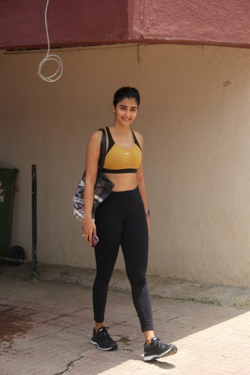 Pooja Hegde Spotted In Sports Bra Outside A Gym In Mumbai