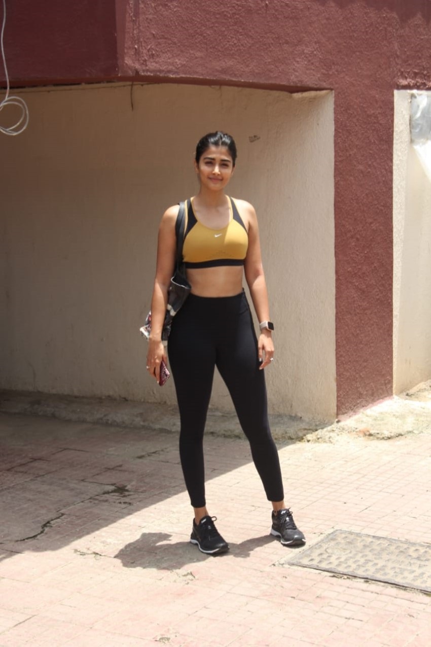 Pooja Hegde Spotted In Sports Bra Outside A Gym In Mumbai