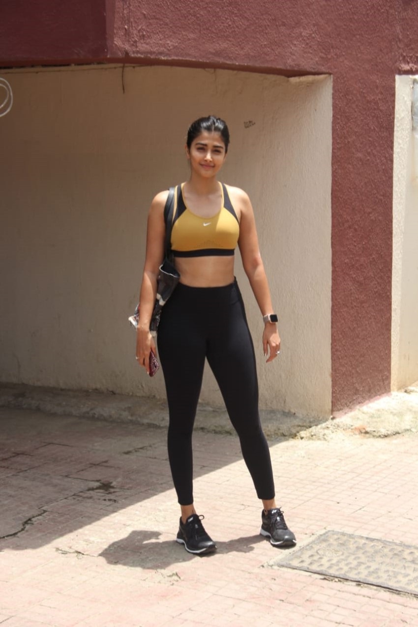 Pooja Hegde Spotted In Sports Bra Outside A Gym In Mumbai