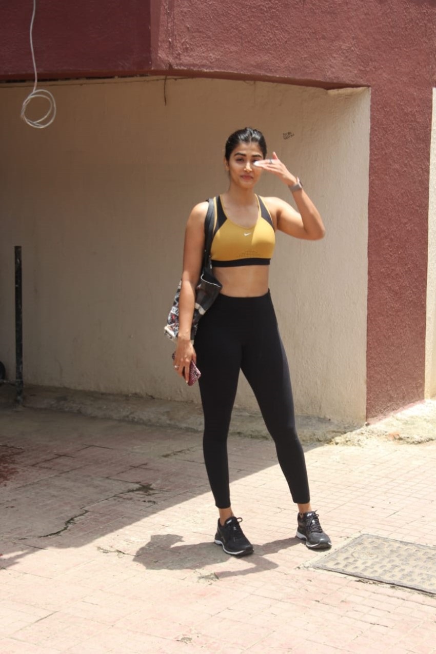 Pooja Hegde Spotted In Sports Bra Outside A Gym In Mumbai