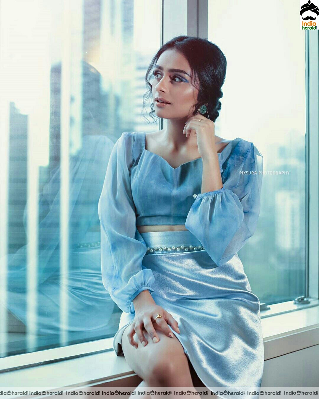 Pragathi Cute Blue Dress Stills