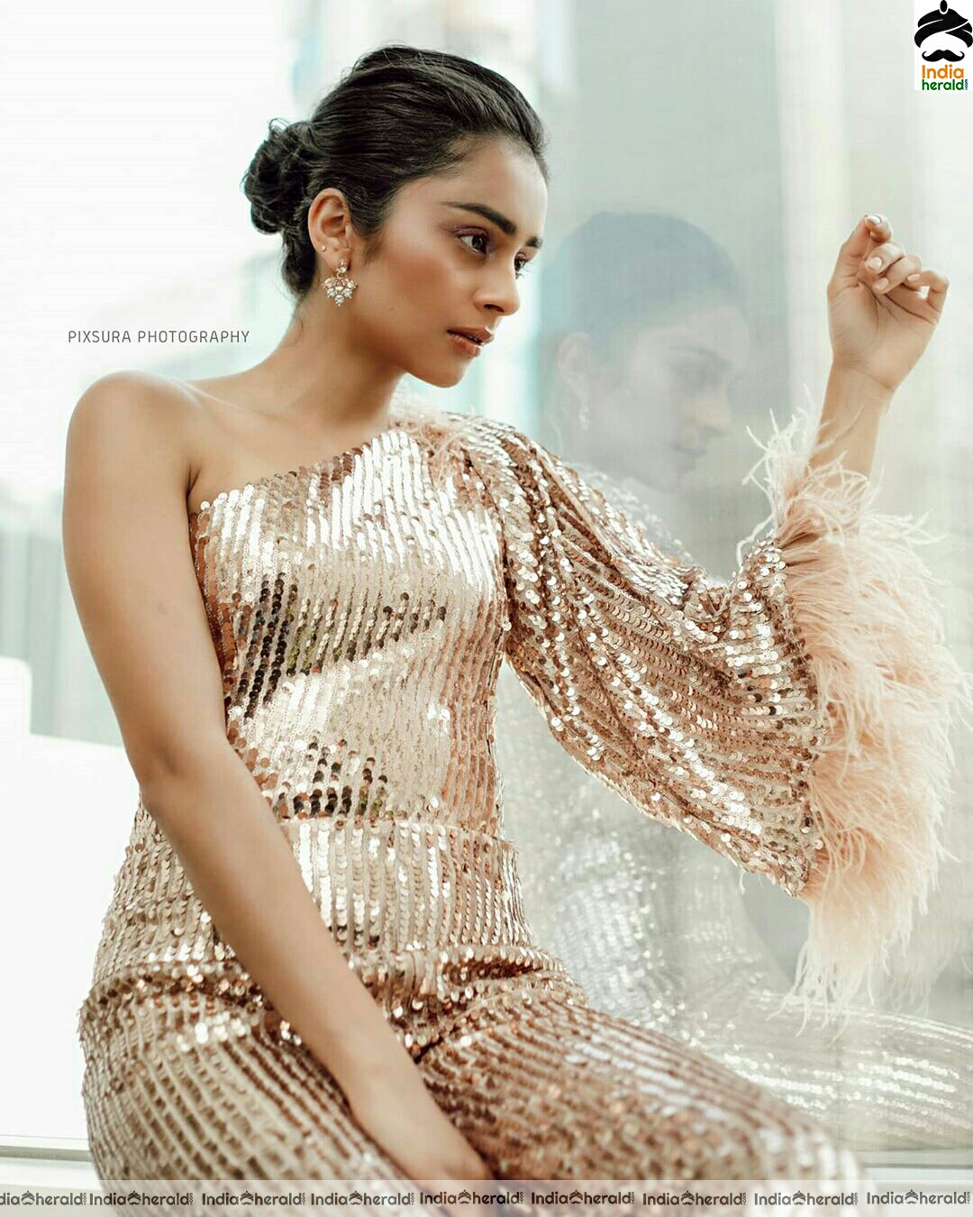 Pragathi Hot And Stylish Golden Attire Stills