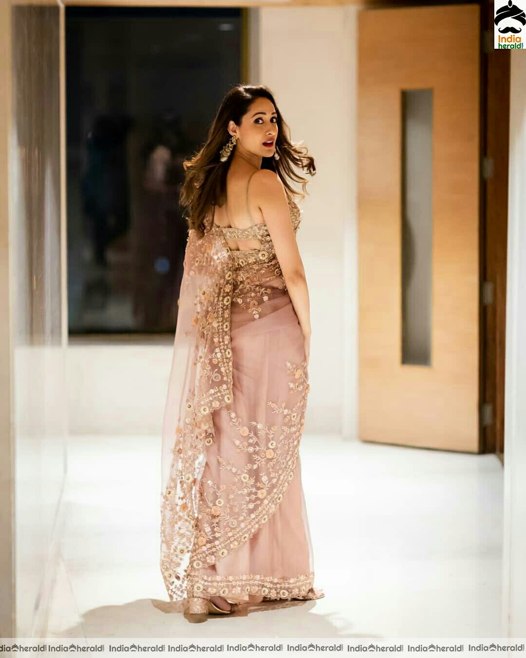 Pragya Jaiswal Hot Net Saree Stills