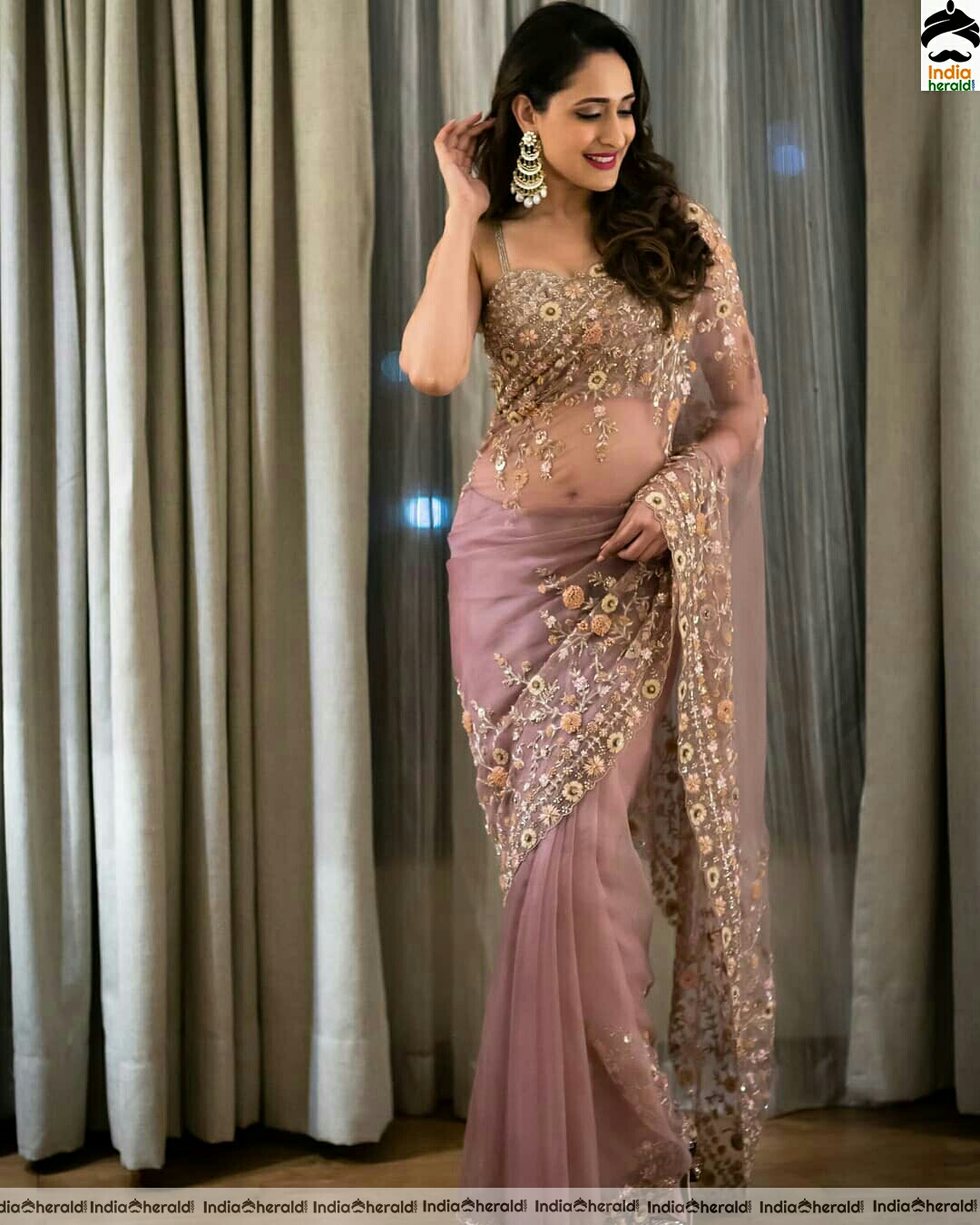 Pragya Jaiswal Hot Net Saree Stills