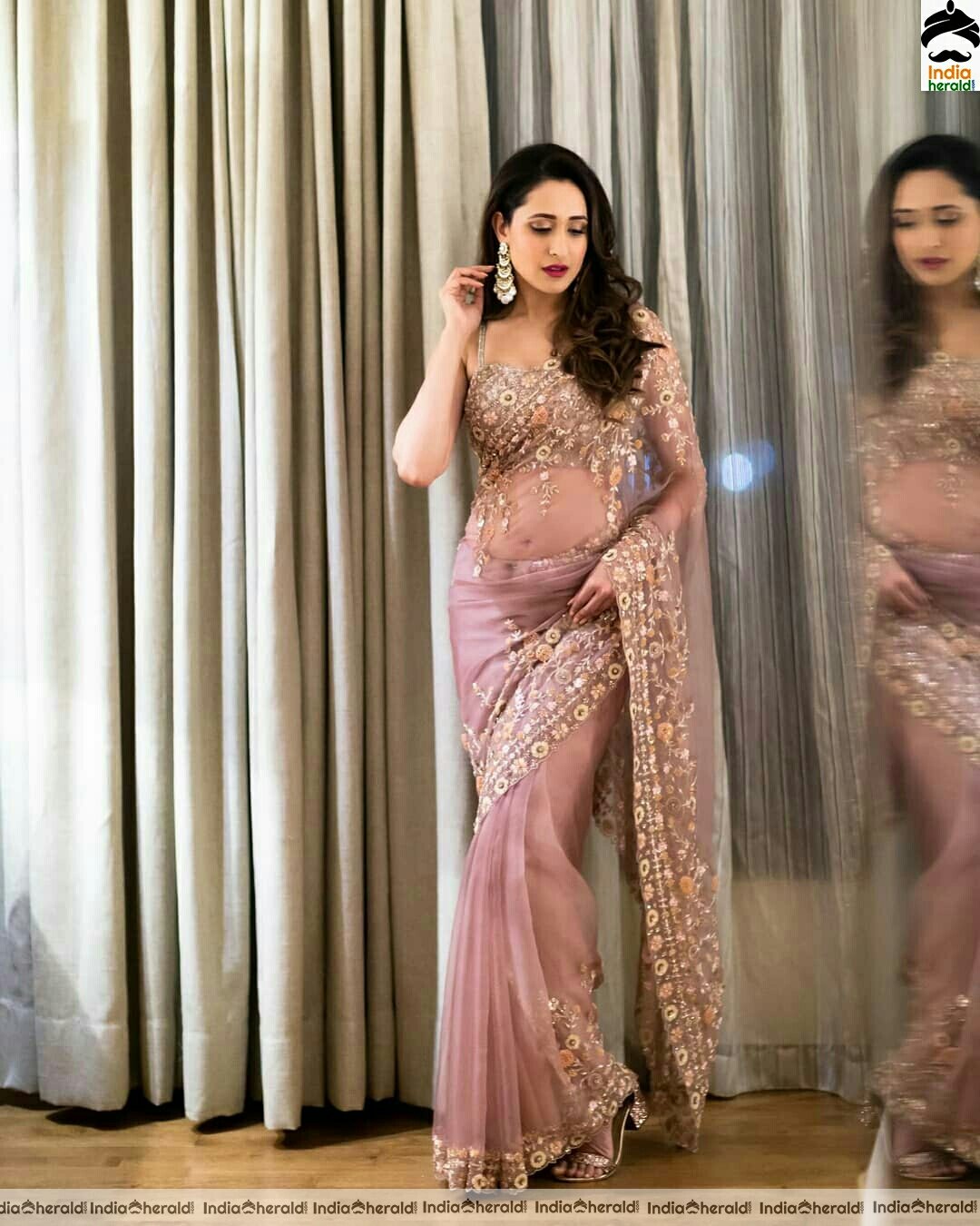 Pragya Jaiswal Hot Net Saree Stills