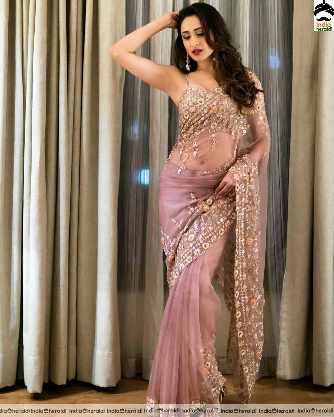 Pragya Jaiswal Hot Net Saree Stills