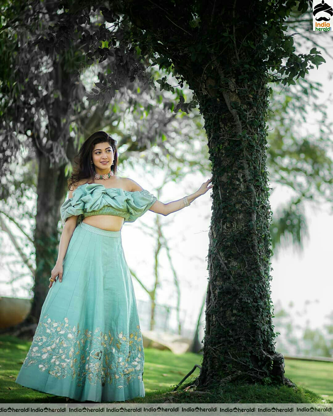Pranitha Hot Latest Green Tubeless Dress Stills