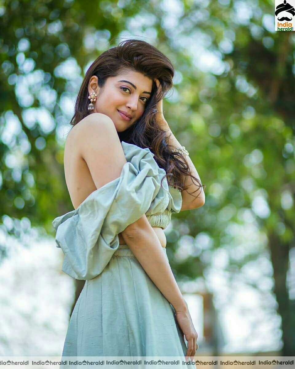 Pranitha Hot Latest Green Tubeless Dress Stills