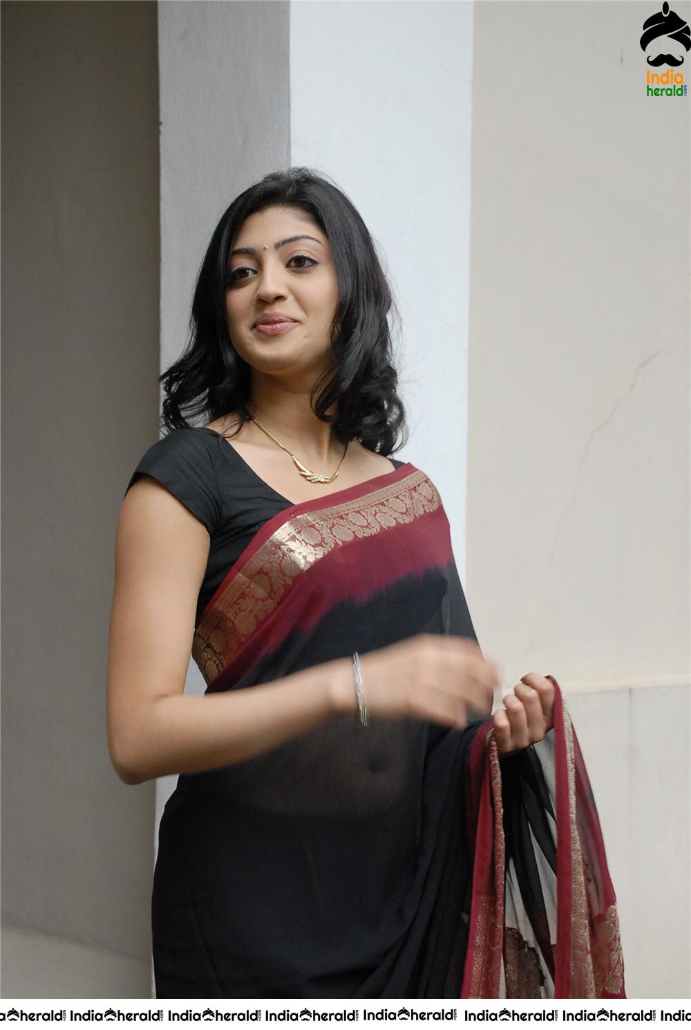 Pranitha Latest Hot Photos in Black Transparent Saree Set 1